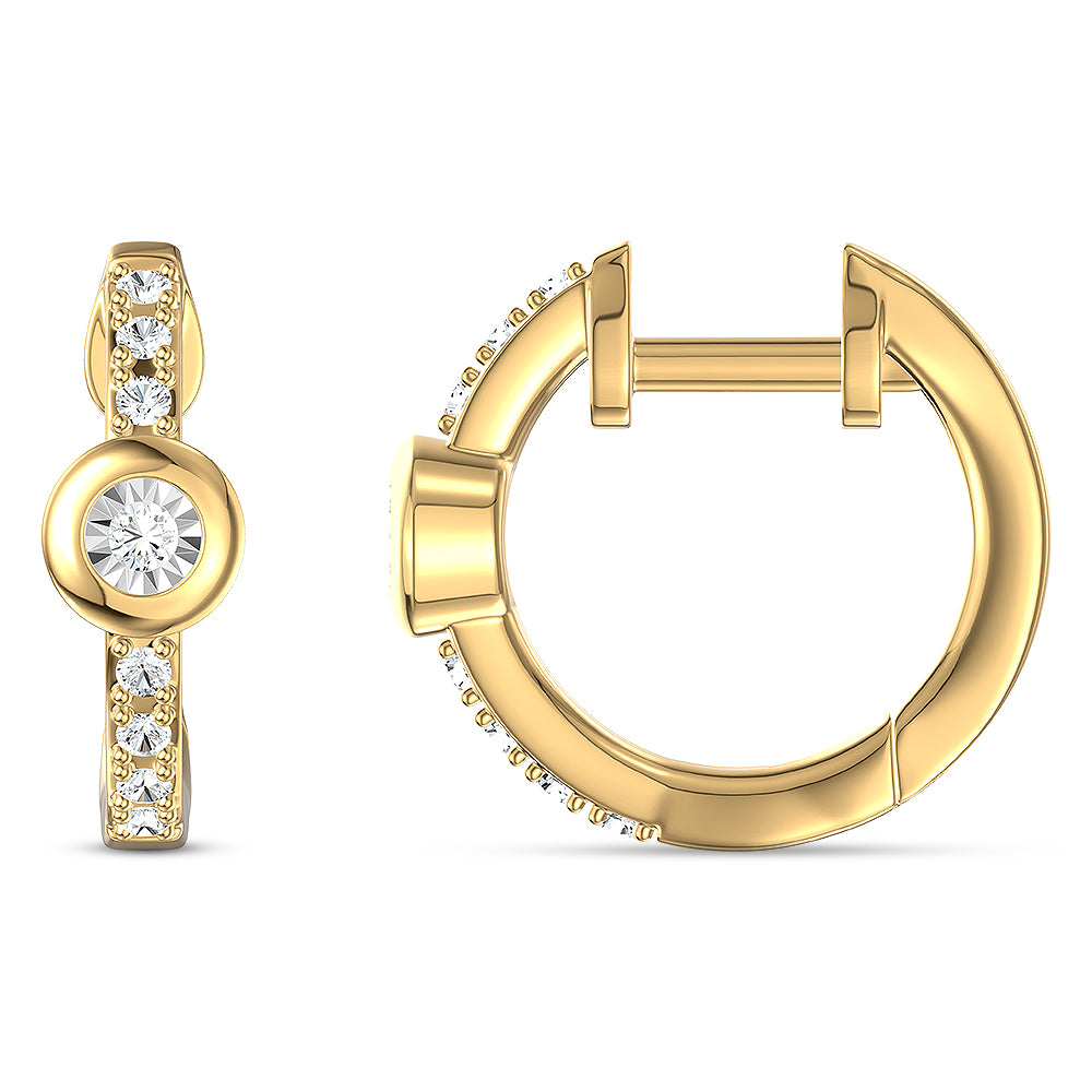 Bezel Diamond Huggies