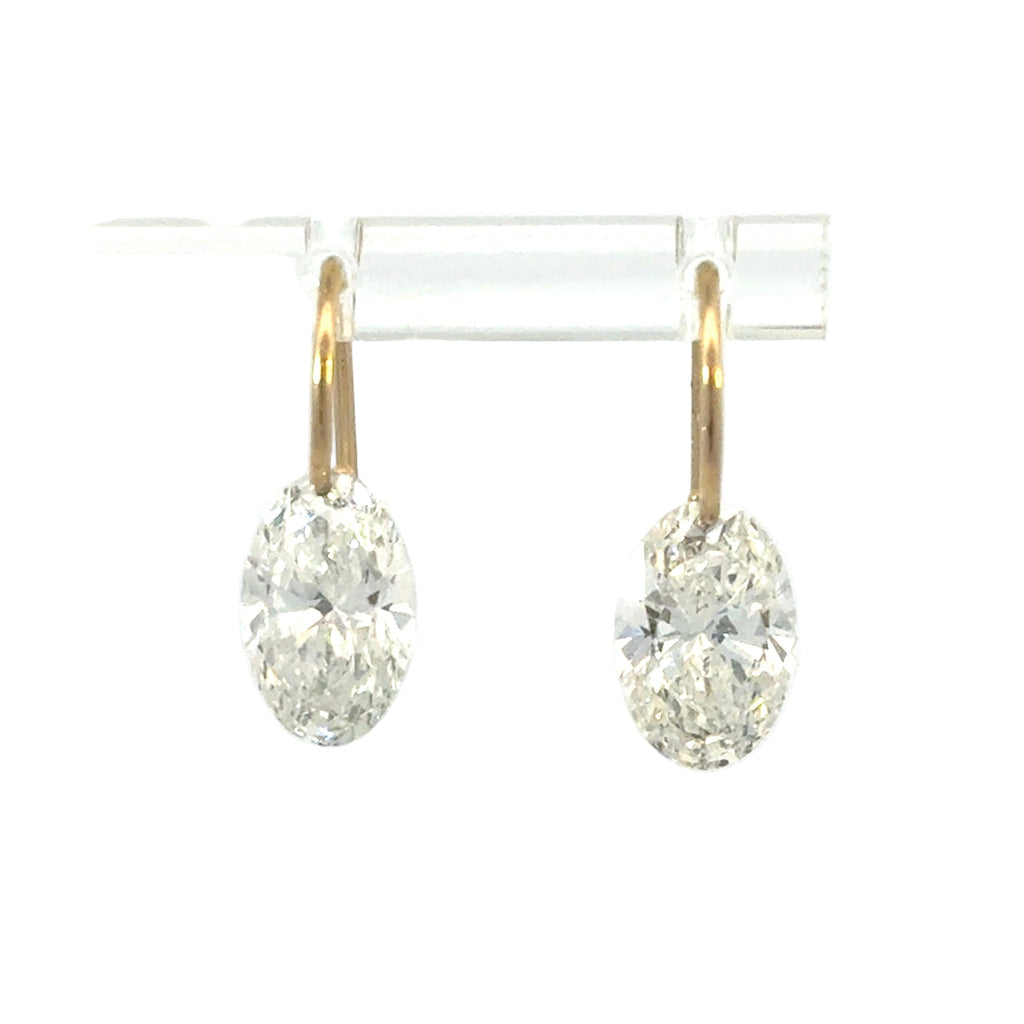 Oval Diamond Drop Earrings