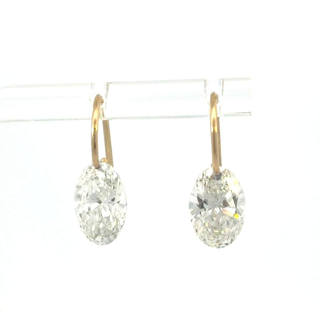 Oval Diamond Drop Earrings