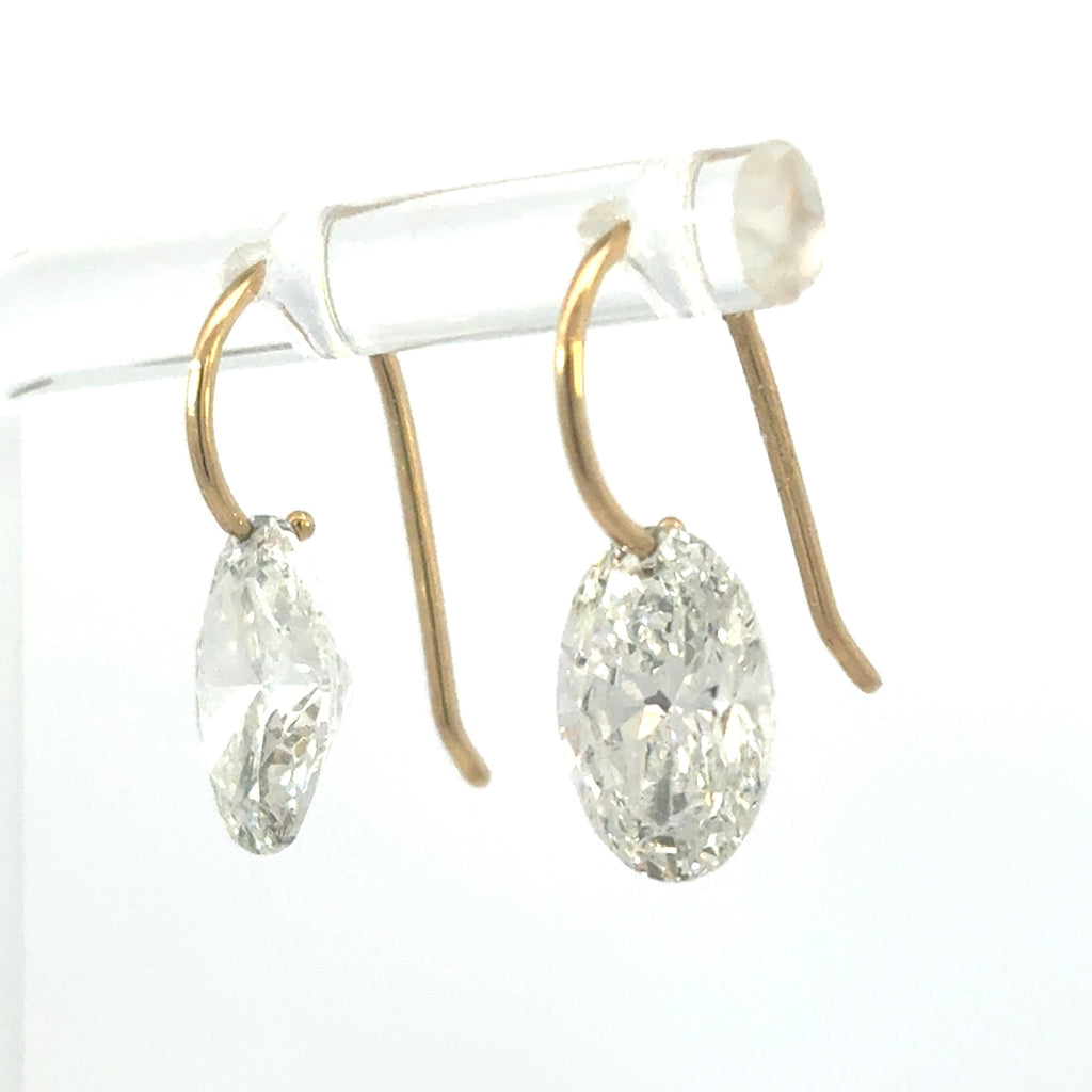 Oval Diamond Drop Earrings