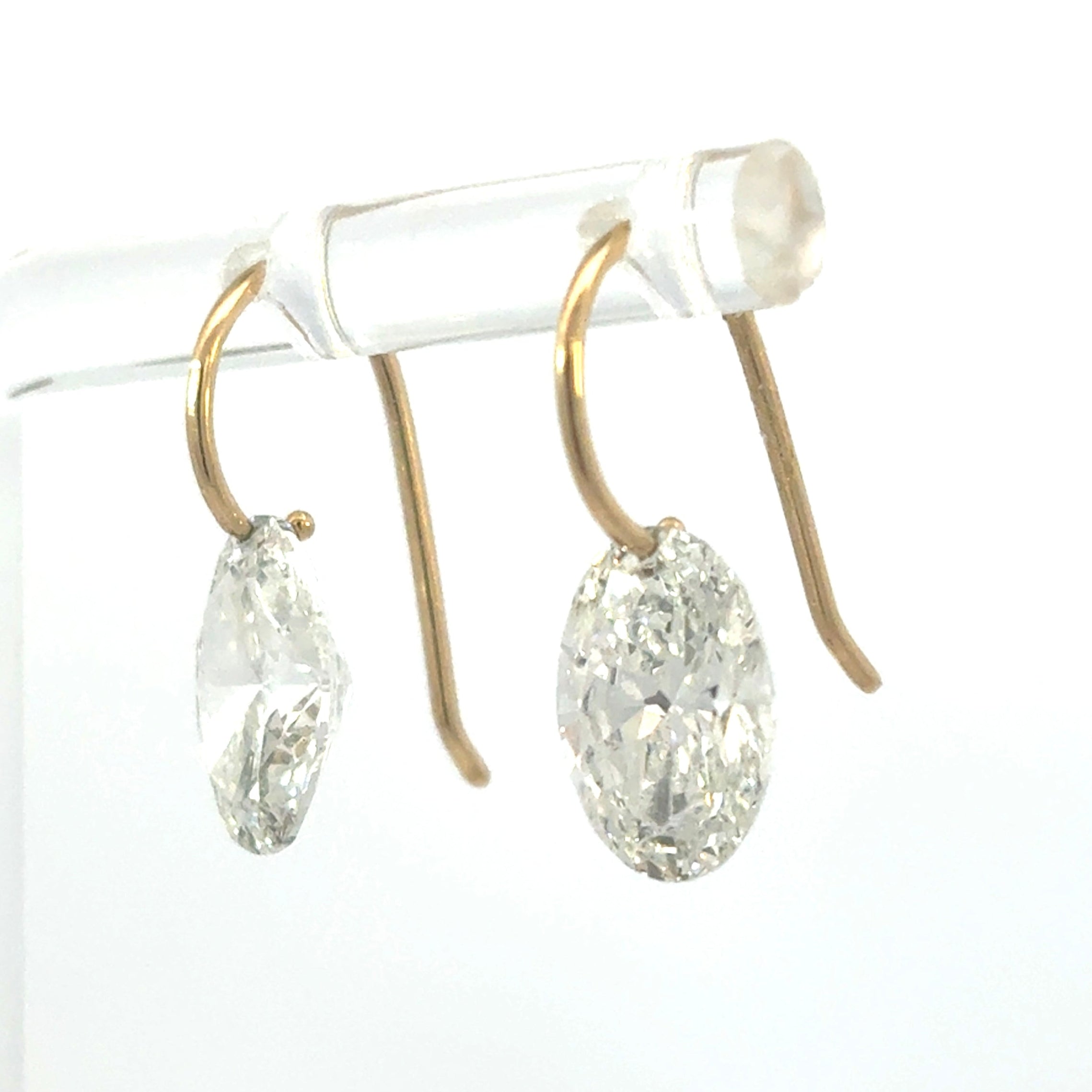 Oval Diamond Drop Earrings