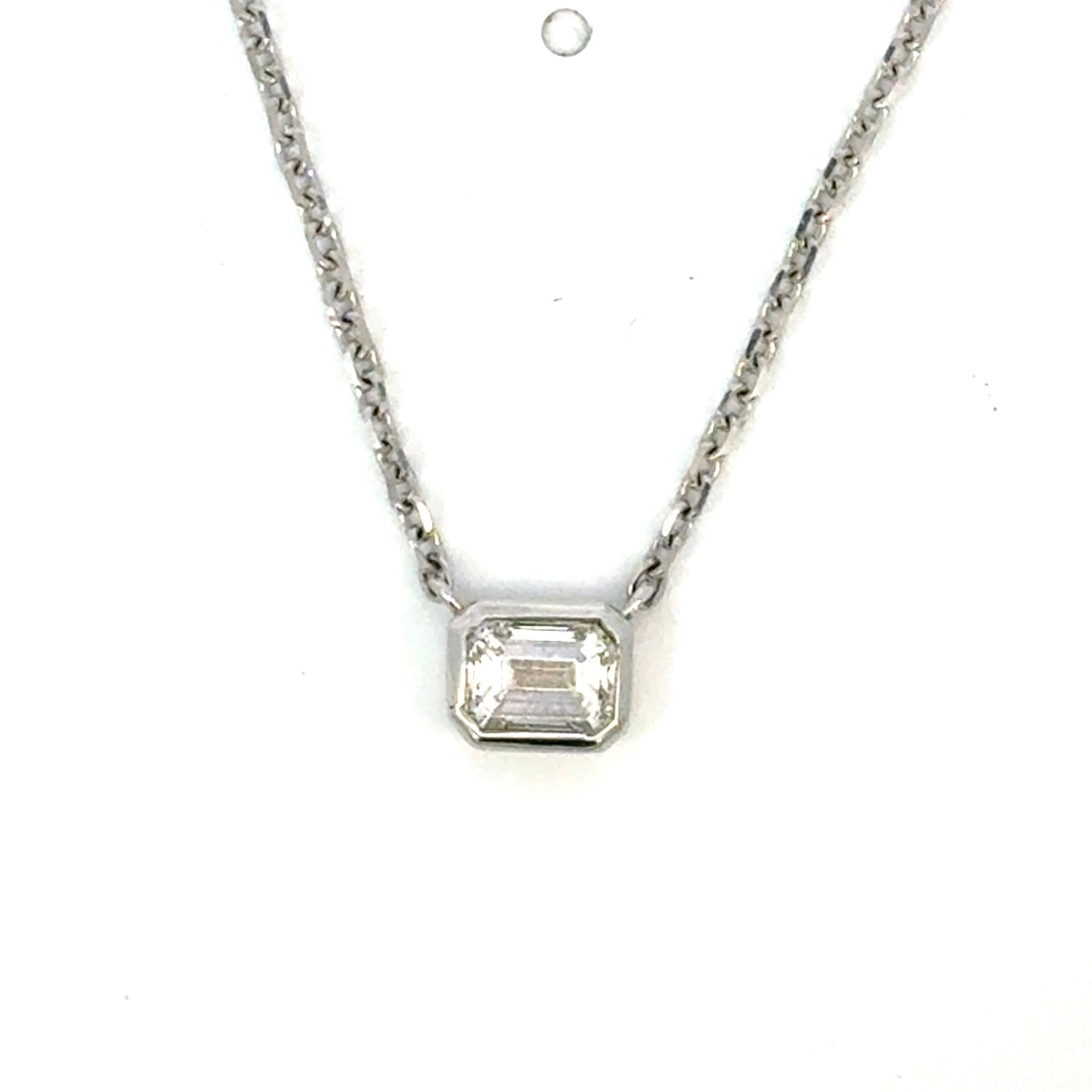 Emerald Cut Diamond Bezel Necklace