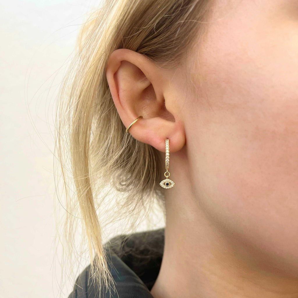 Diamond Evil Eye Hoops - Nashelle