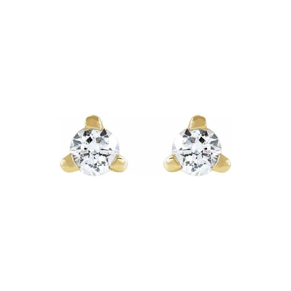 Three Prong Diamond Flat Back Studs - Nashelle