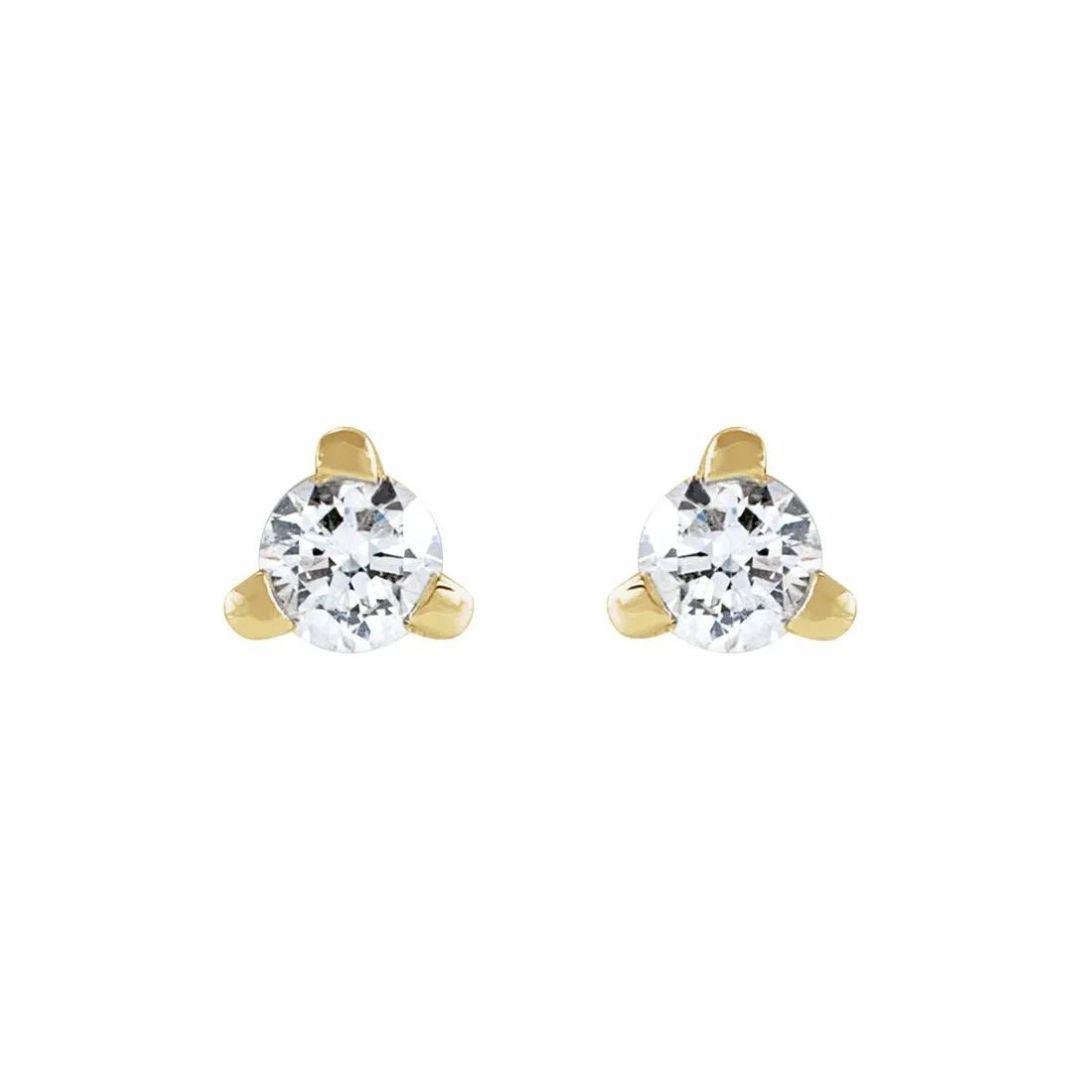 Three Prong Diamond Flat Back Studs - Nashelle