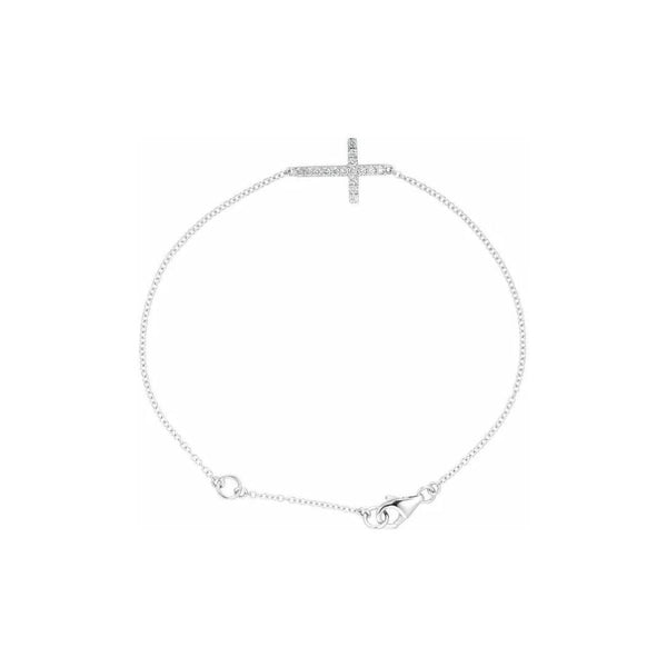 Cubic Zirconia Sideways Cross Bracelet - Nashelle