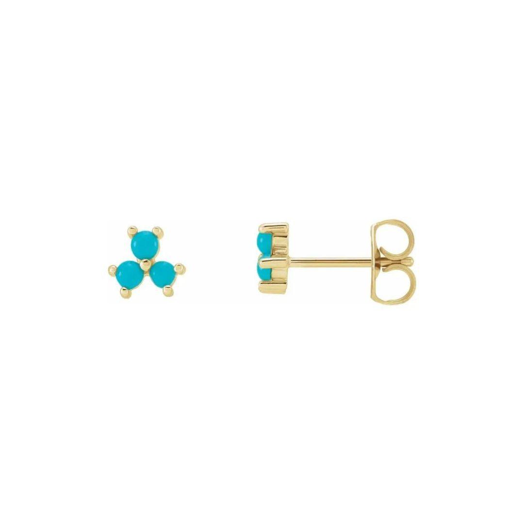 Turquoise Three-Stone Studs - Nashelle