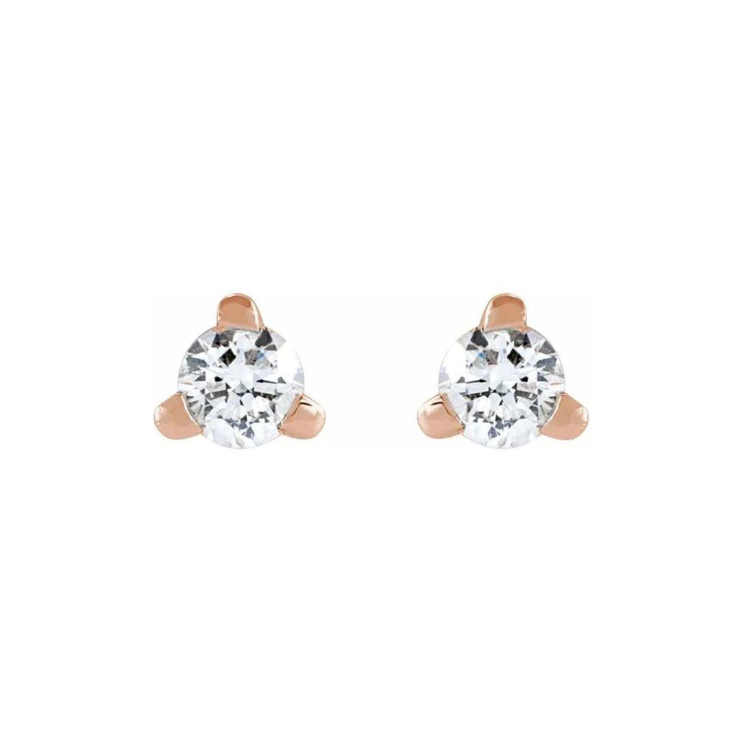 Three Prong Diamond Flat Back Studs - Nashelle