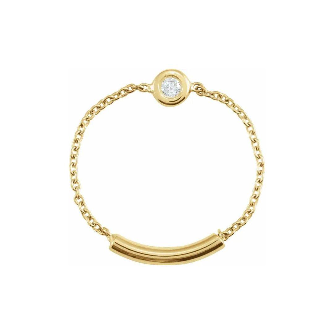 Diamond Bezel-Set Chain Ring - Nashelle