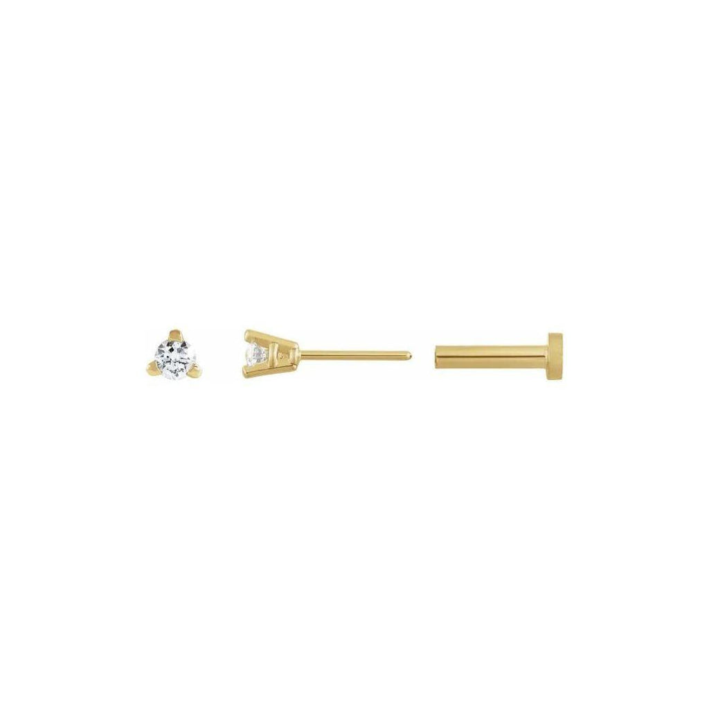 Three Prong Diamond Flat Back Studs - Nashelle