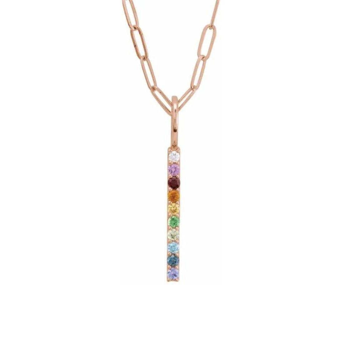 Multi-Gemstone Rainbow Bar Necklace - Nashelle