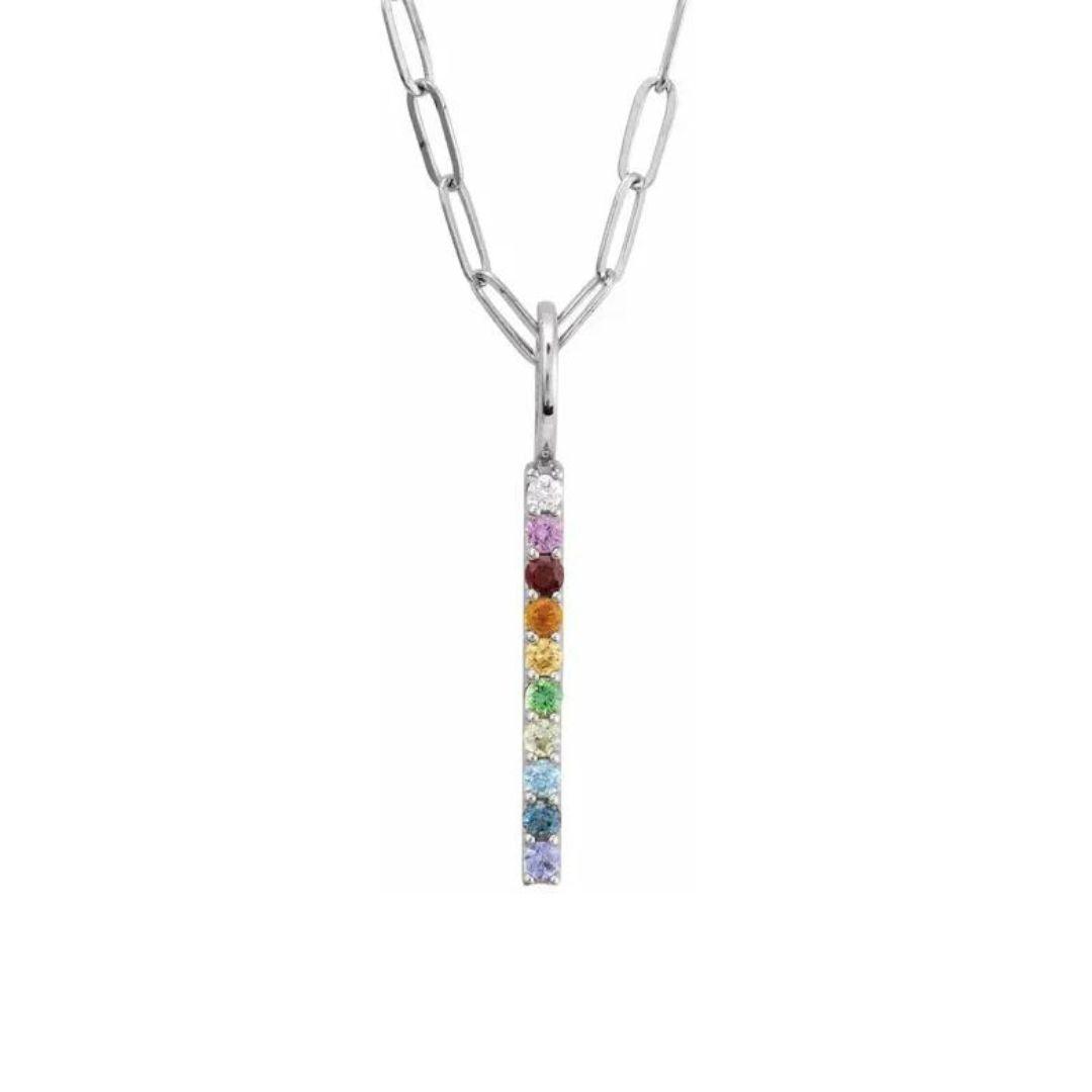 Multi-Gemstone Rainbow Bar Necklace - Nashelle