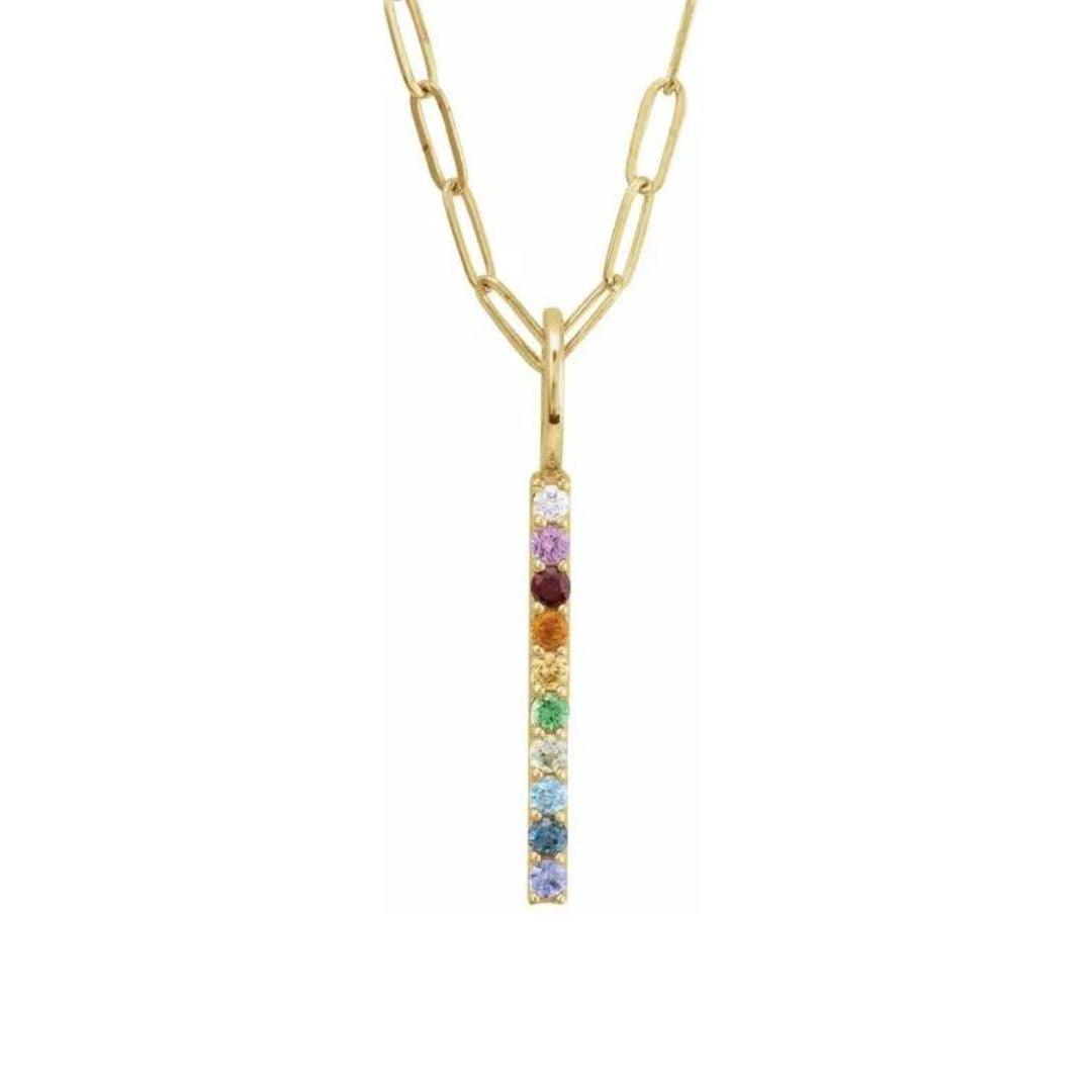 Multi-Gemstone Rainbow Bar Necklace - Nashelle