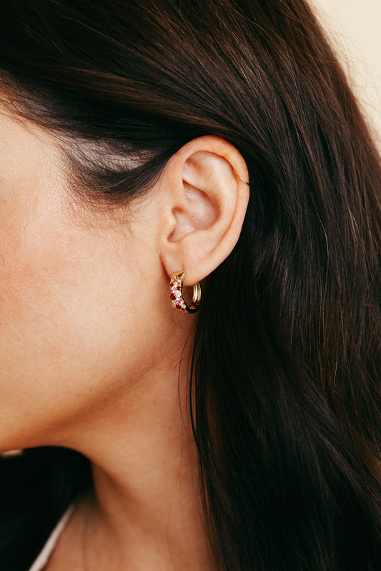 Diamond, Ruby and Sapphire Hoops