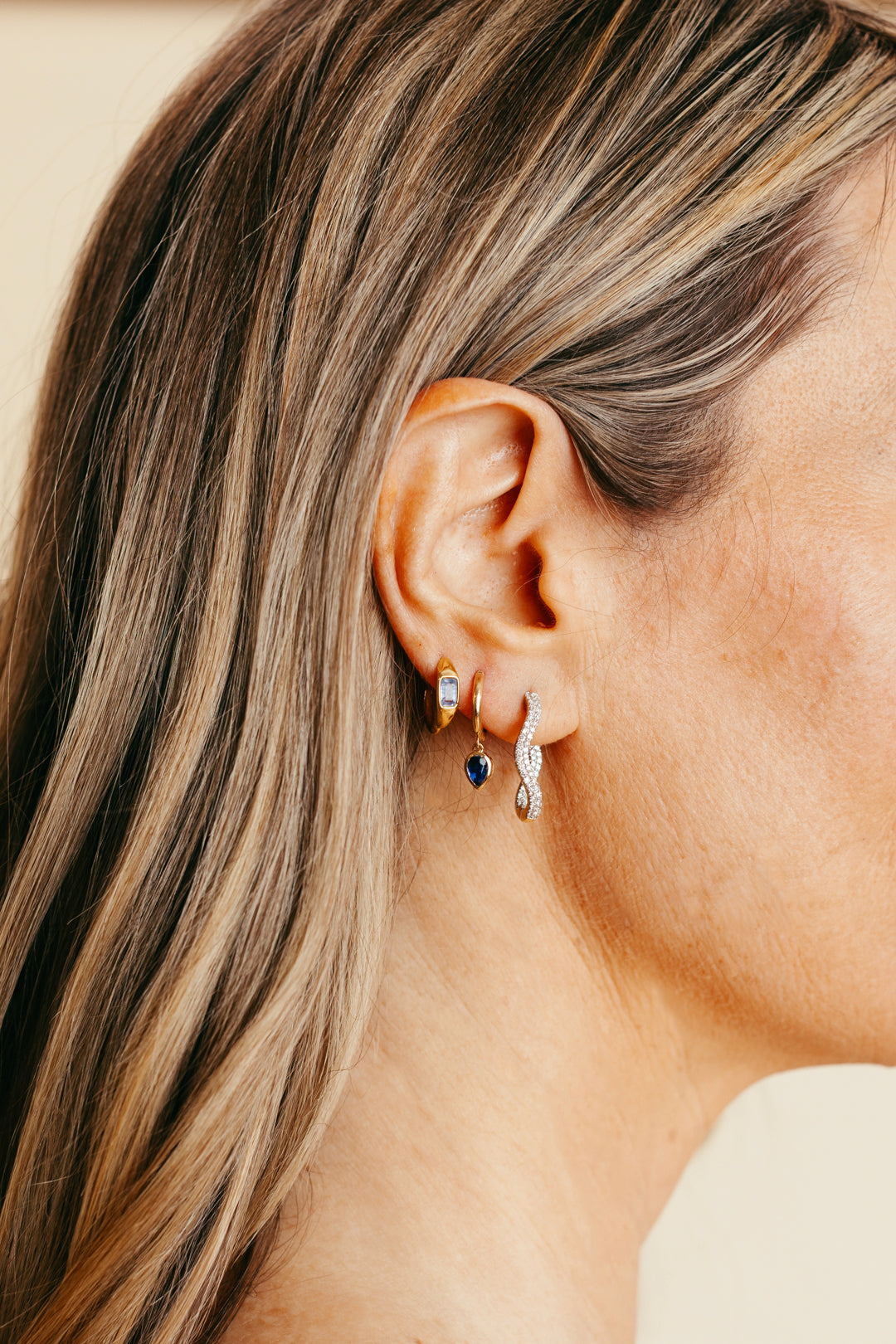 Teardrop BlueTopaz Huggie