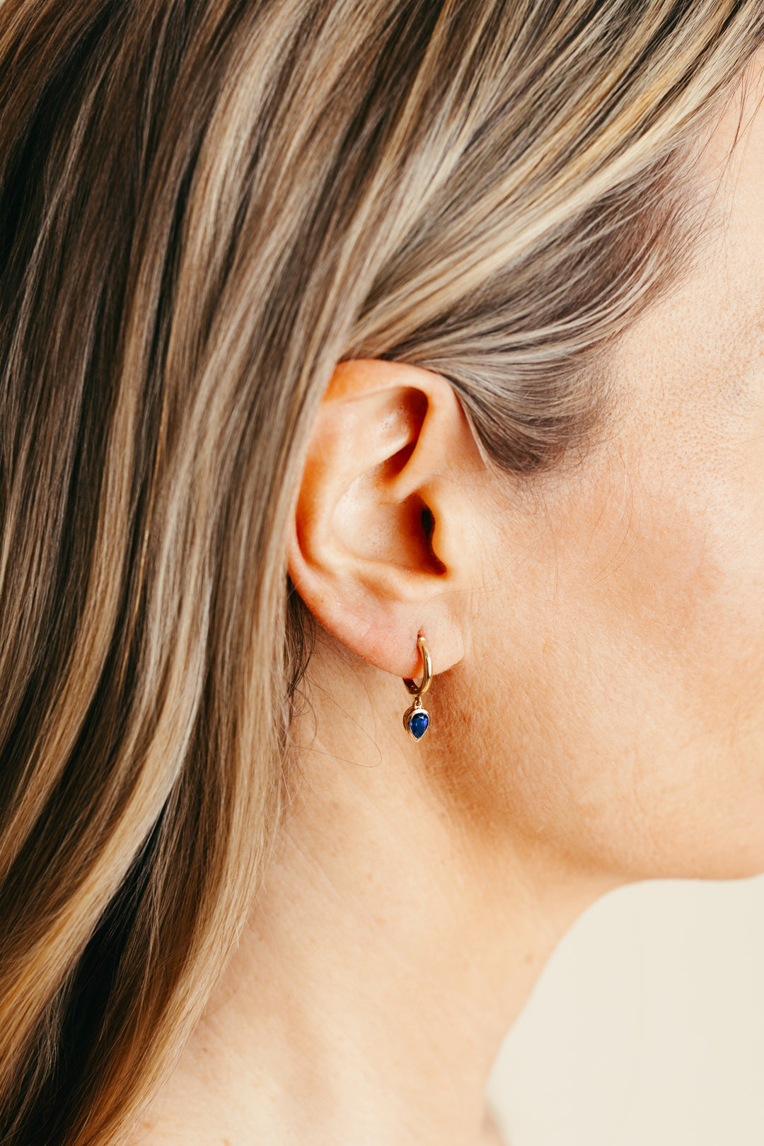 Teardrop BlueTopaz Huggie