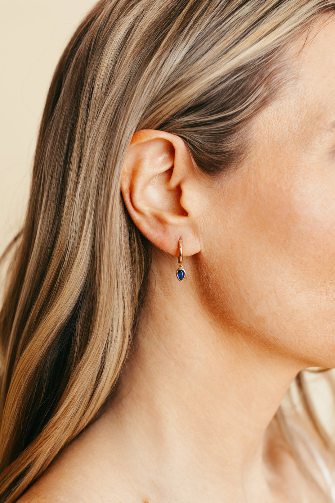 Teardrop BlueTopaz Huggie