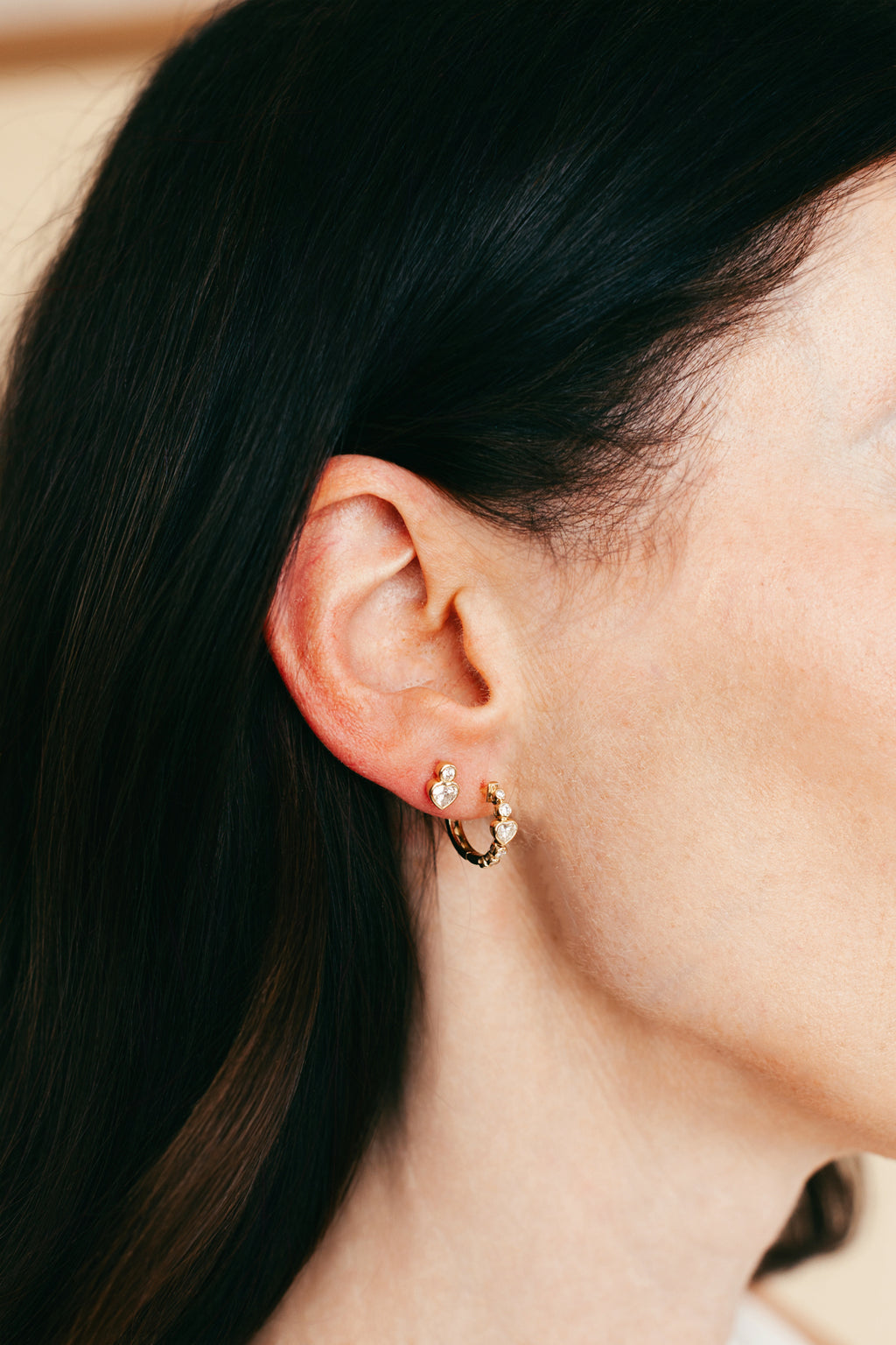 Diamond Heart Bezel Studs