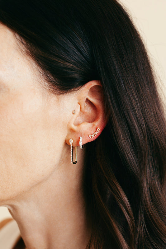 Diamond Oval Clip Earrings