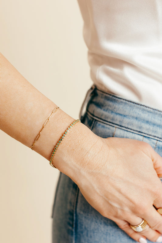 Emerald Bezel Tennis Bracelet