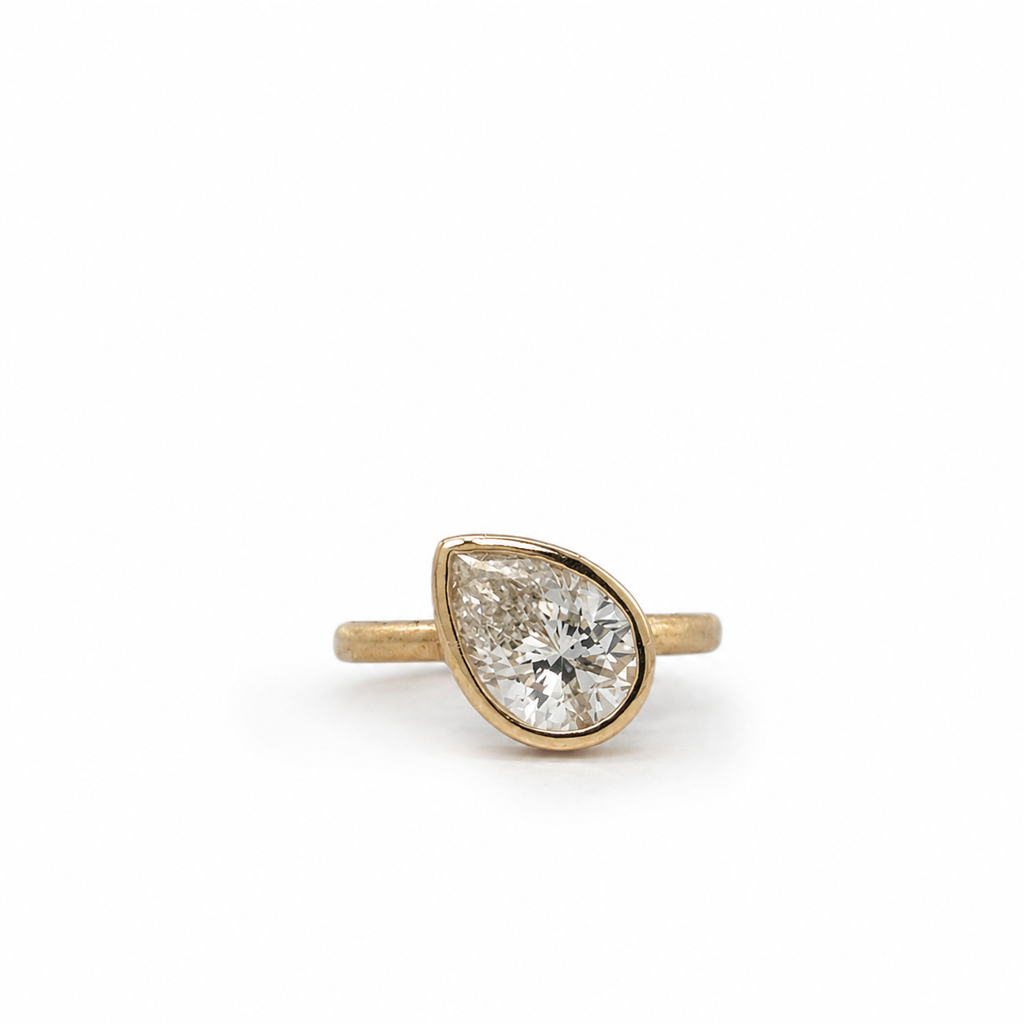 Teardrop Diamond Pinky Ring