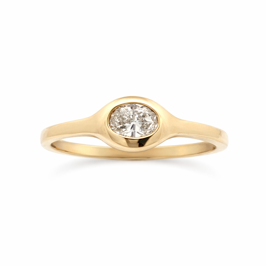 Oval Diamond Bezel Ring