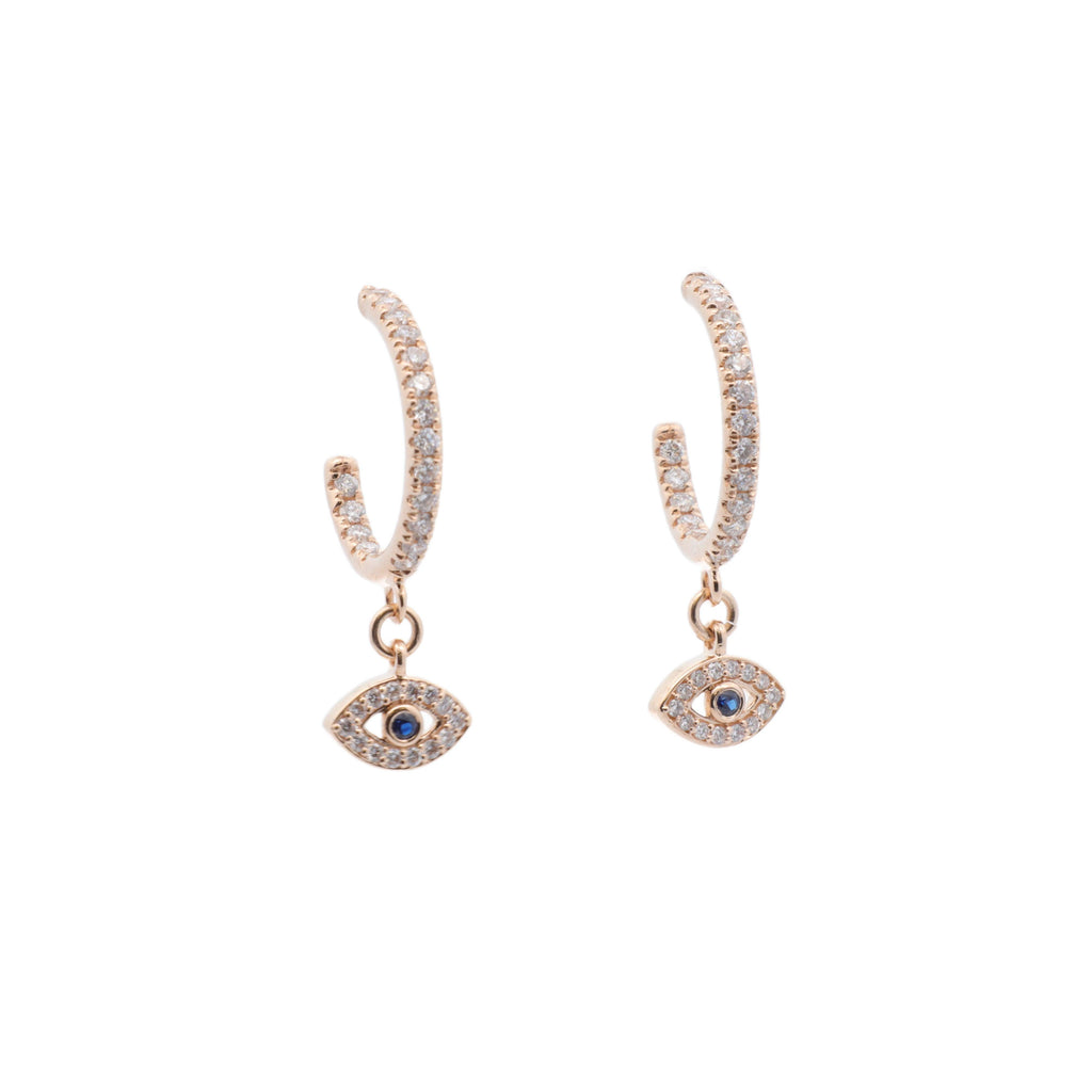 Diamond Evil Eye Hoops - Nashelle