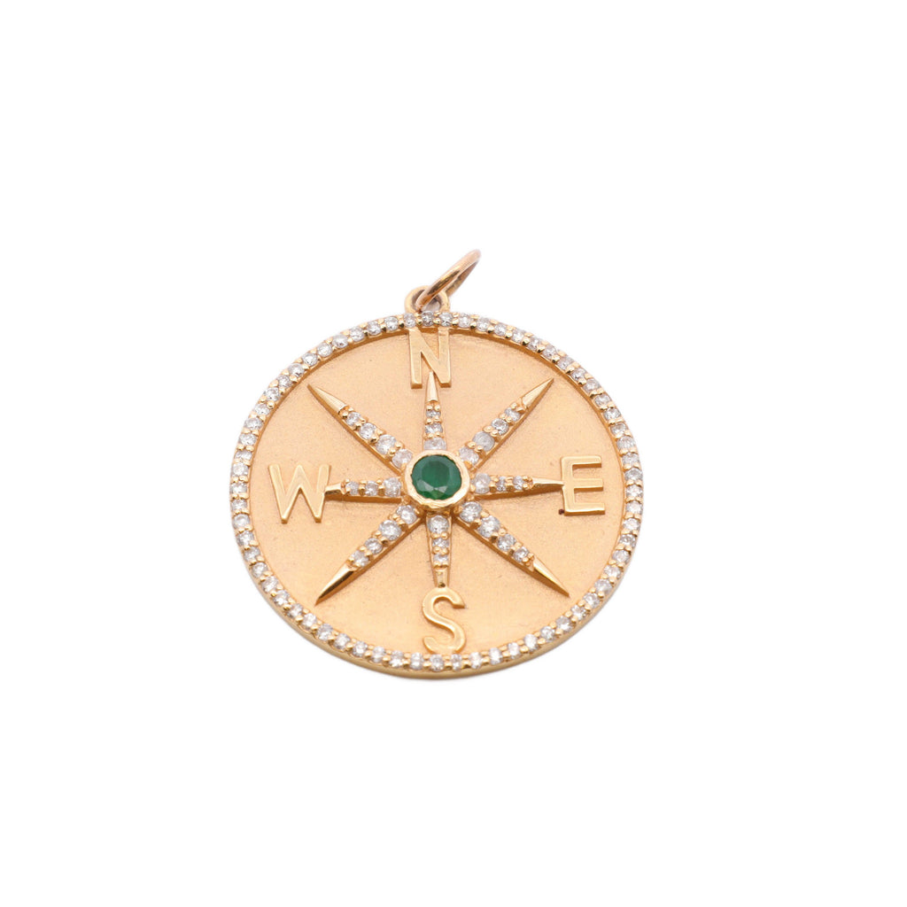 Emerald and Diamond Compass Pendant - Nashelle