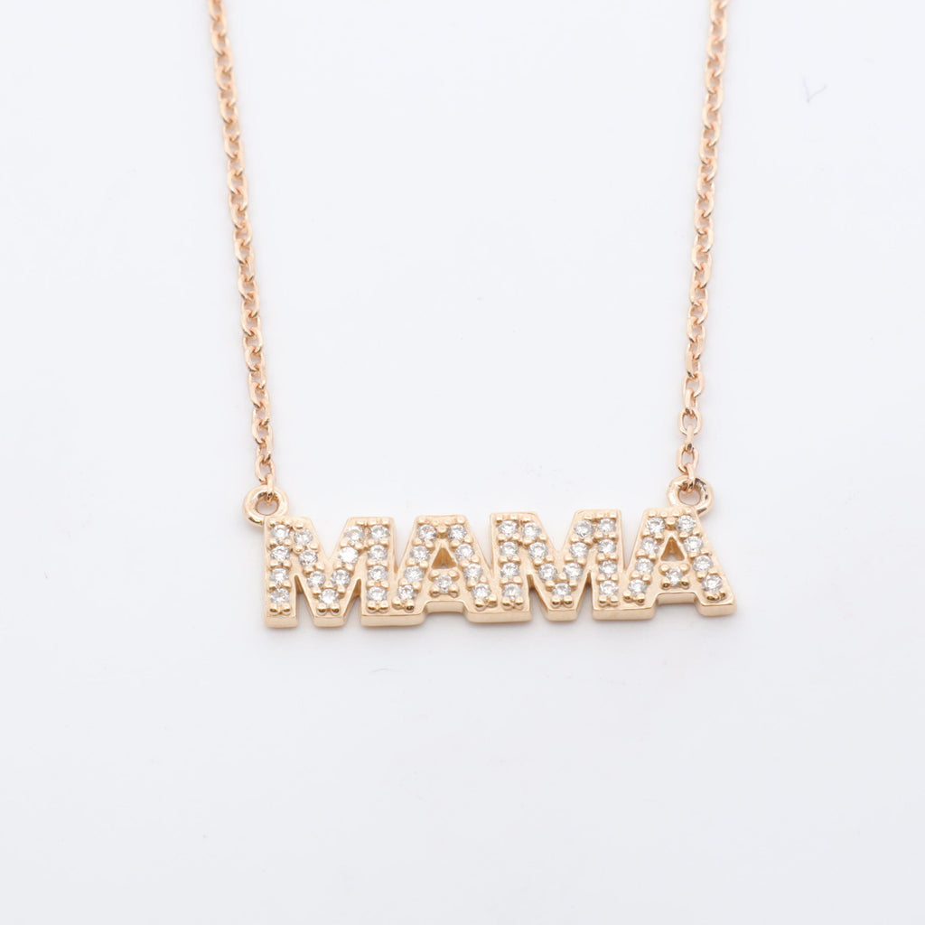 Tiny Diamond MAMA Necklace - Nuha Jewelers