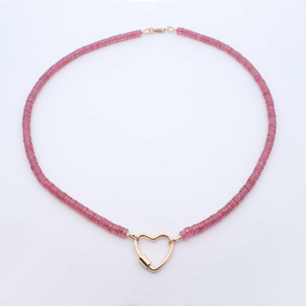 Pink Sapphire & Heart Necklace - Nashelle