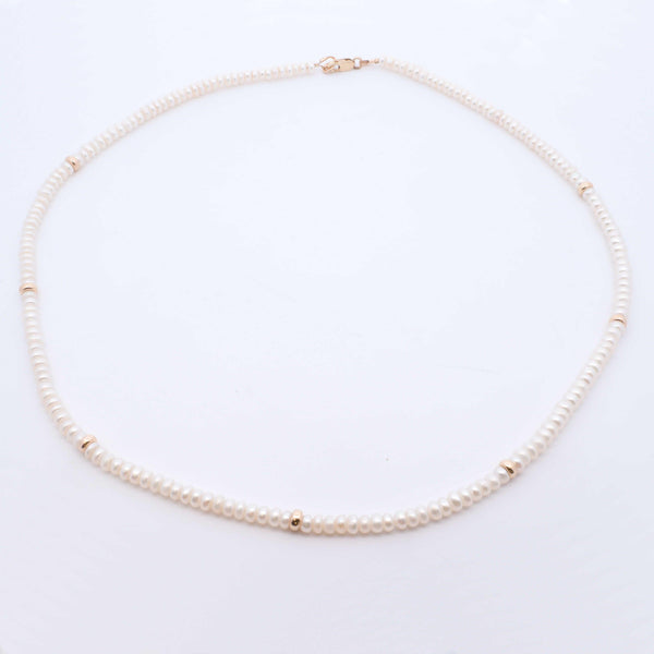 Pearl & Gold Spacer Necklace - Nashelle