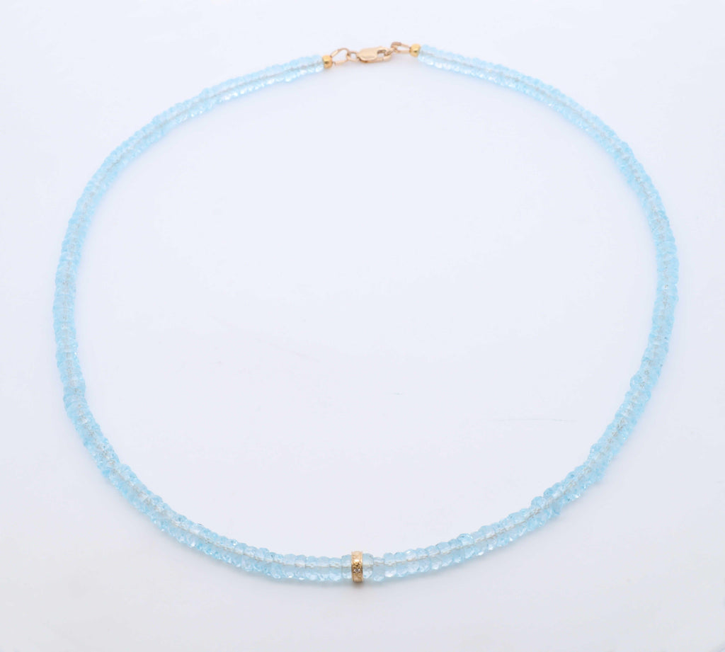 Blue Topaz with Diamond Necklace - Nashelle