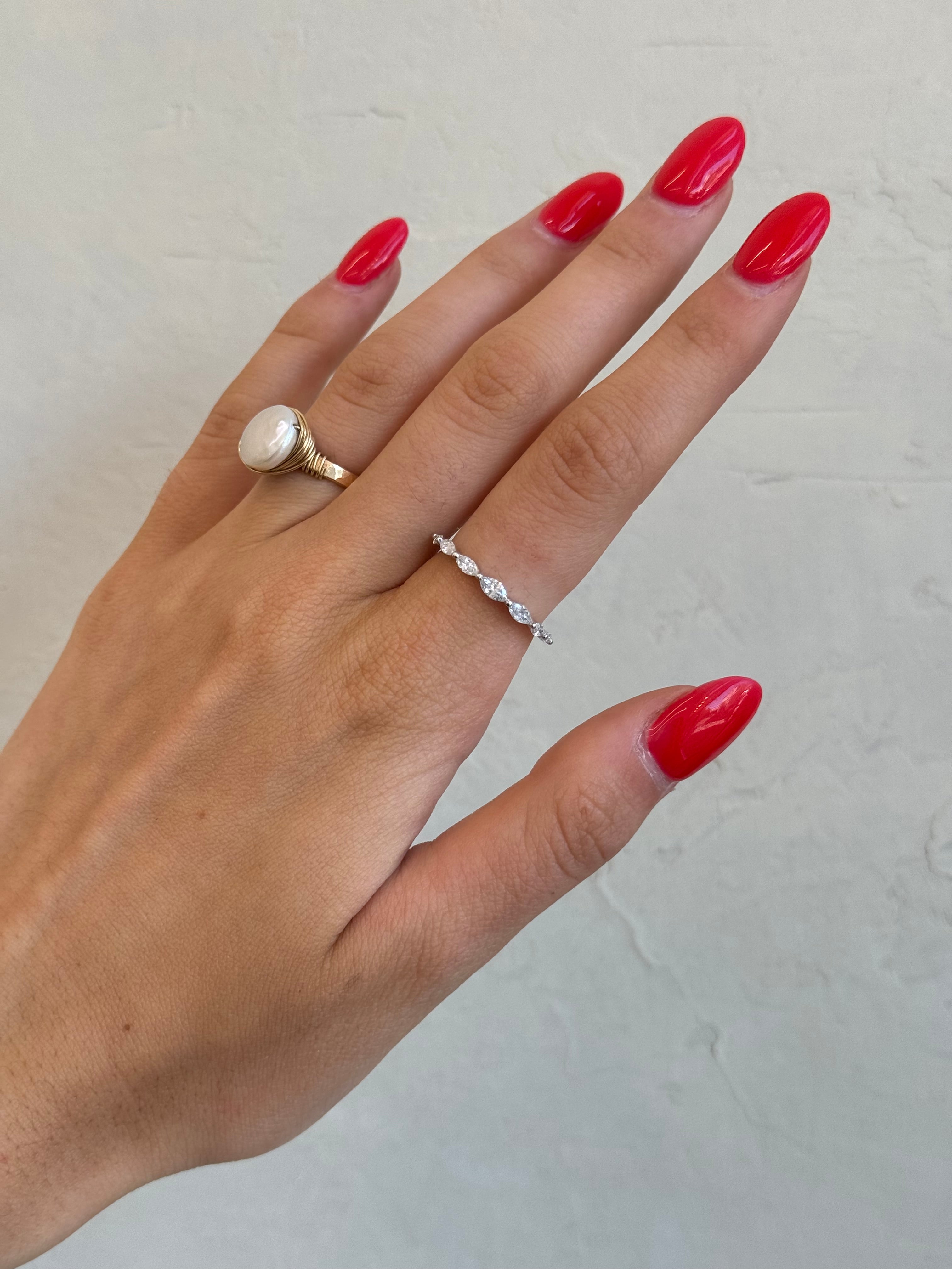 18K Diamond Marquise Stacking Ring