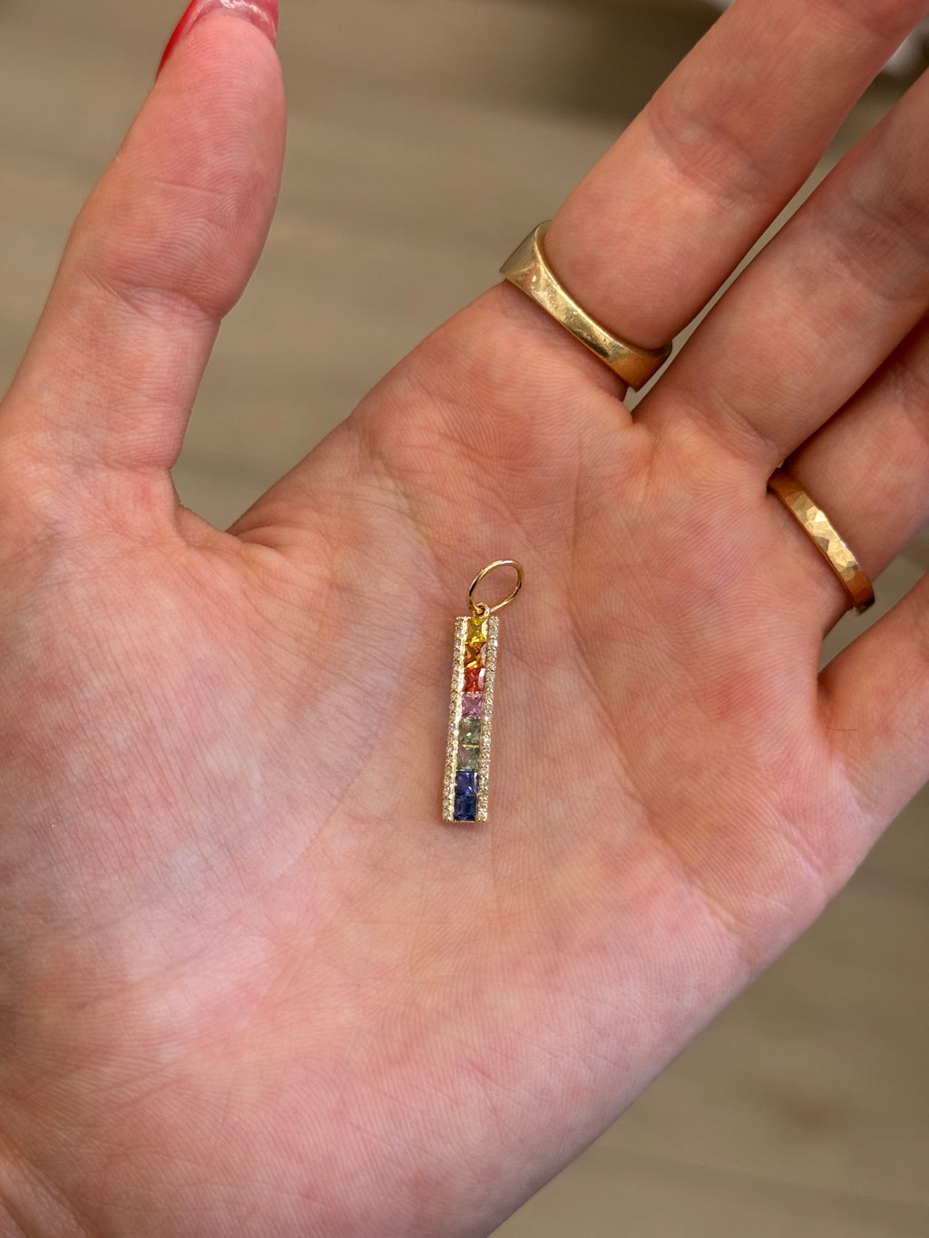 Rainbow Sapphire and Diamond Charm