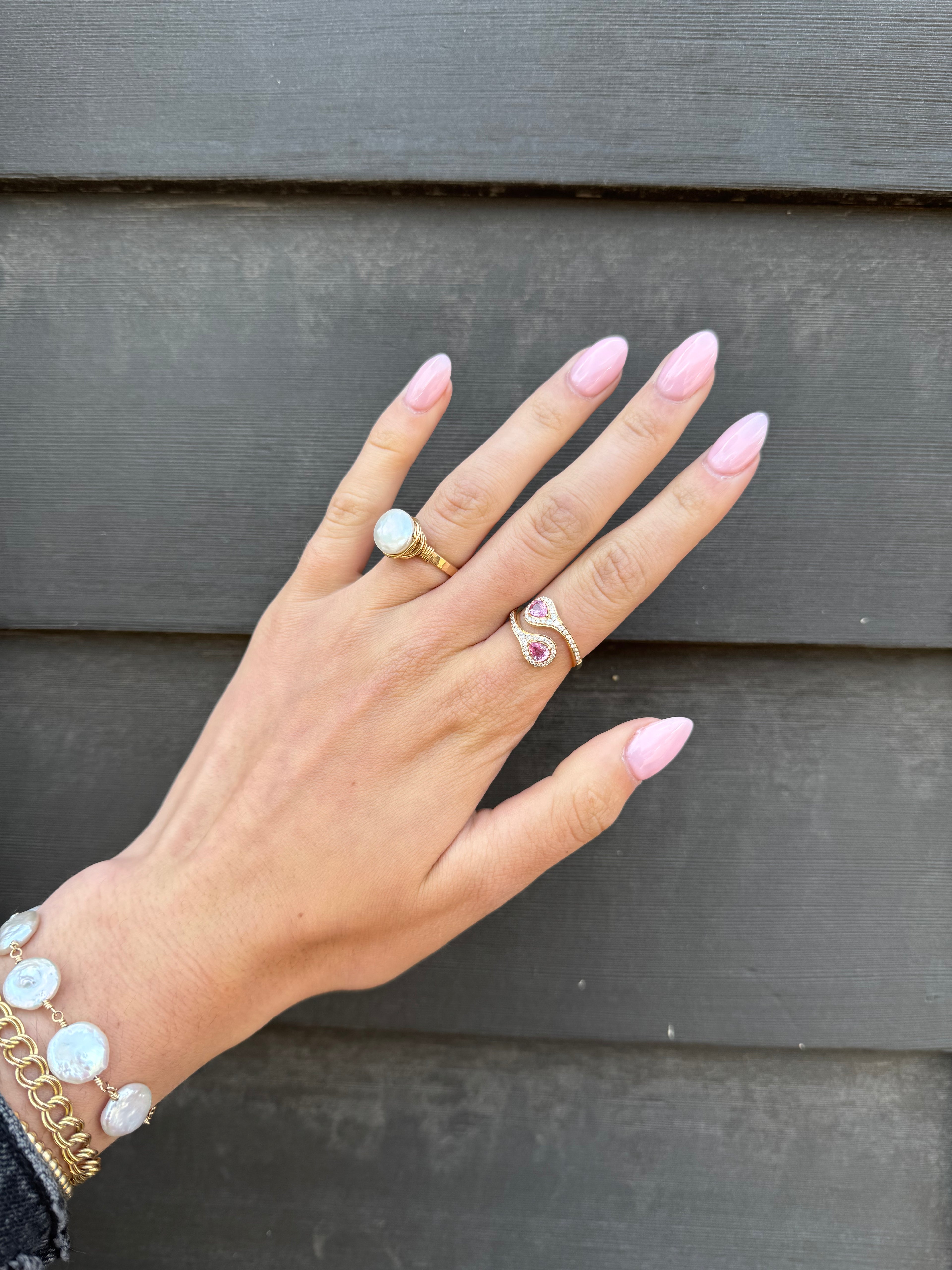 Pink Sapphire and Diamond Wrap Ring