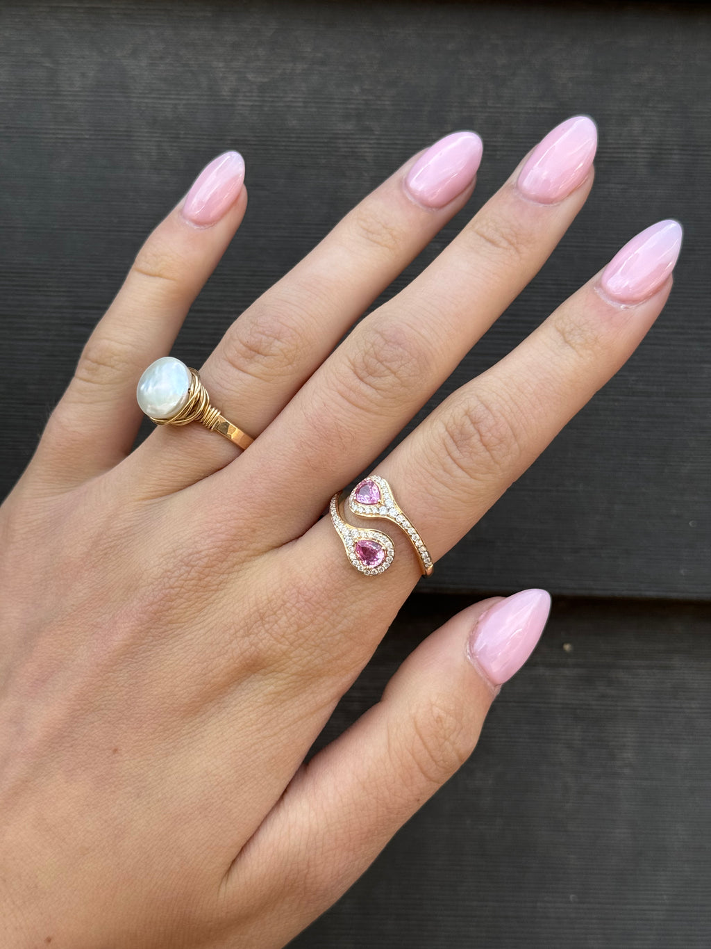 Pink Sapphire and Diamond Wrap Ring