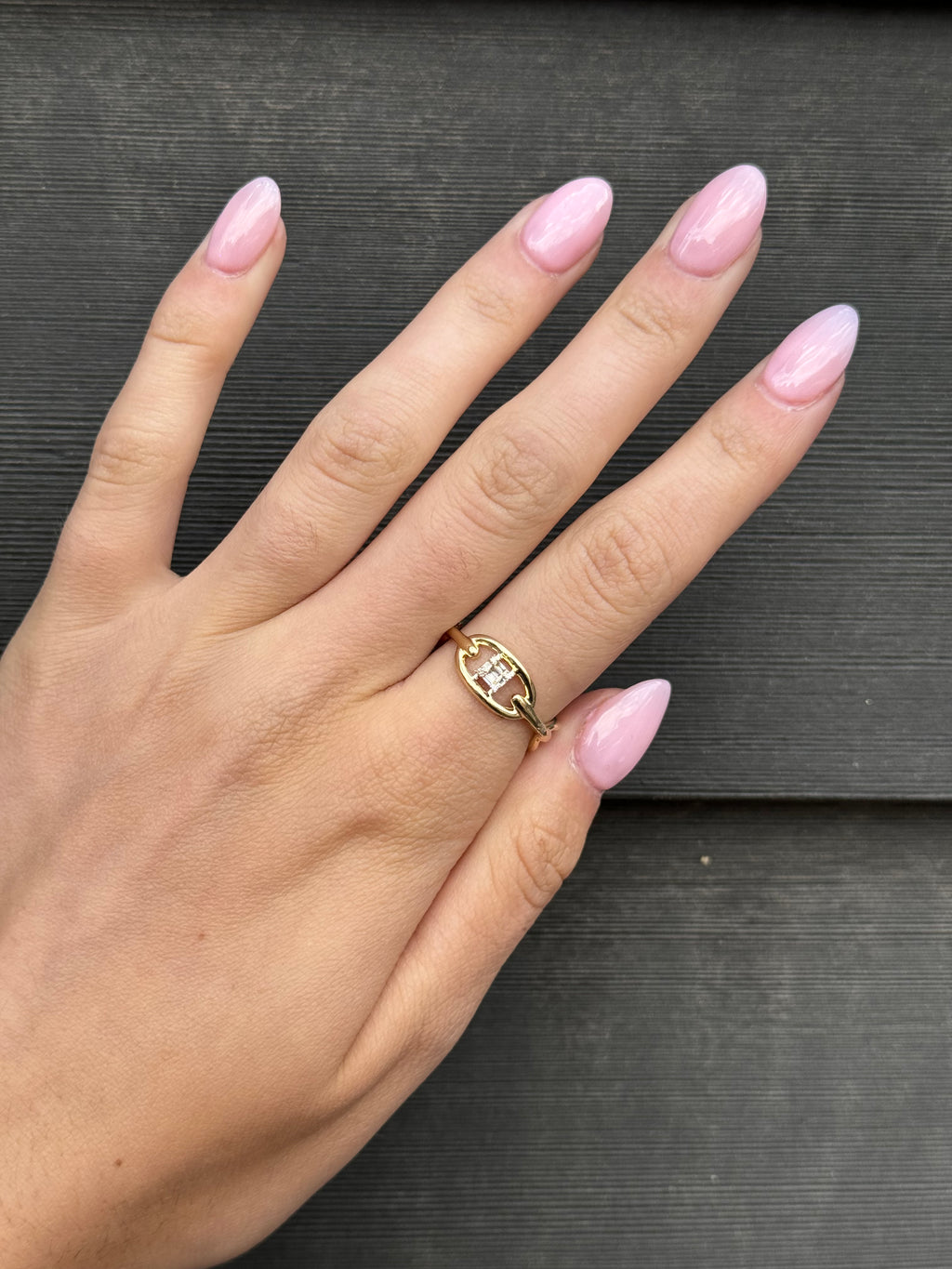 Diamond Oval Link Ring