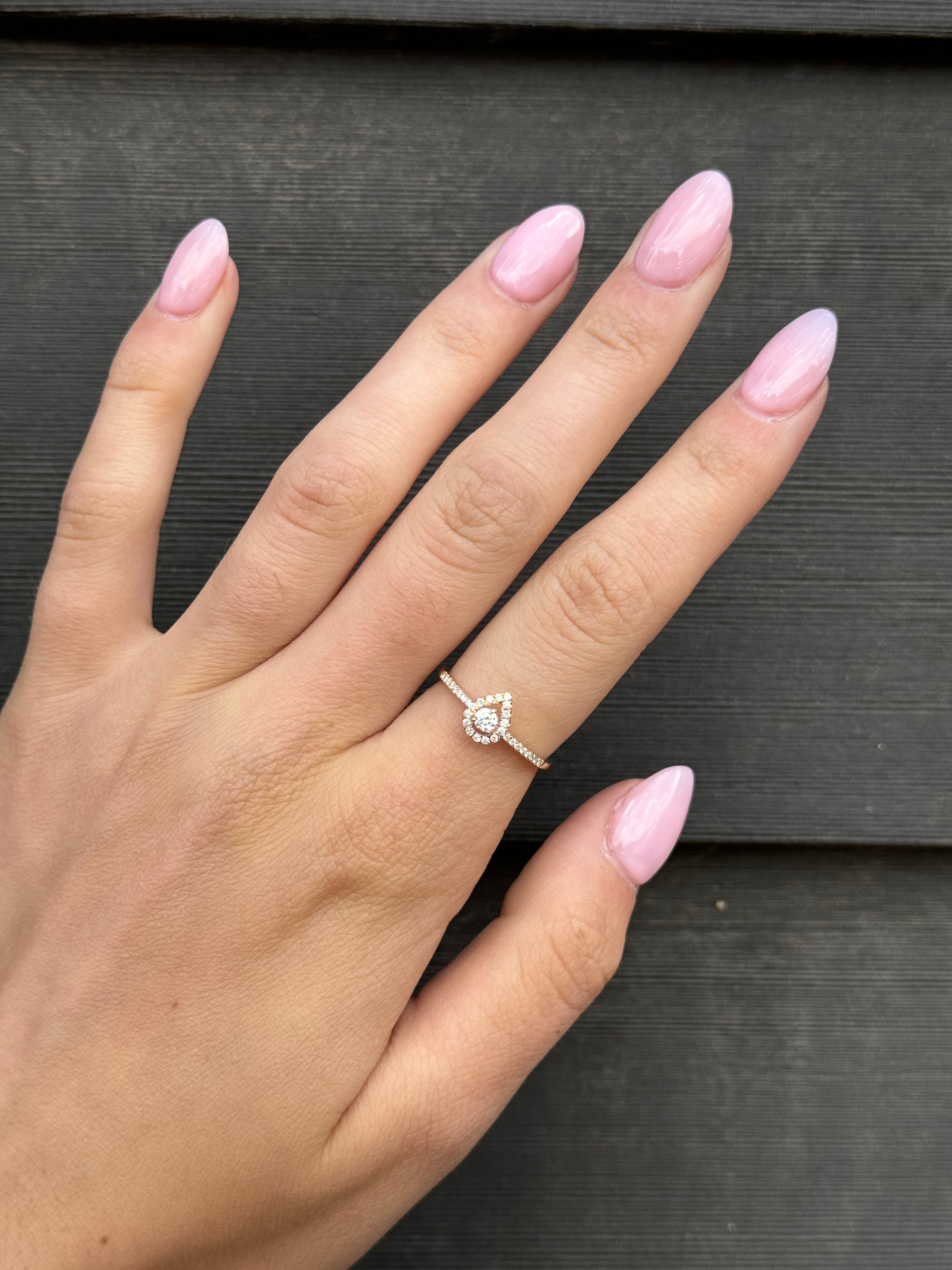 Teardrop Diamond Halo Ring