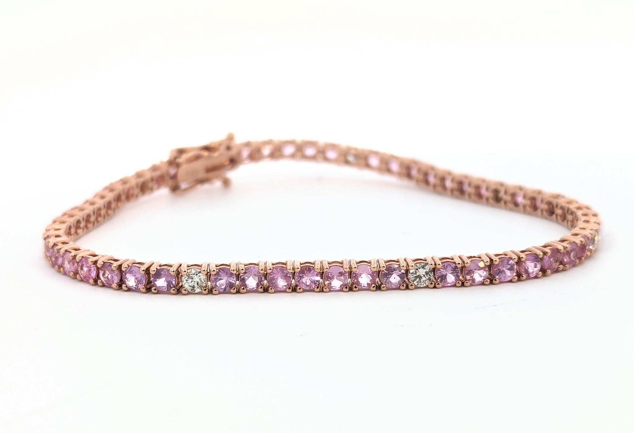Pink Sapphire and Diamond Tennis Bracelet