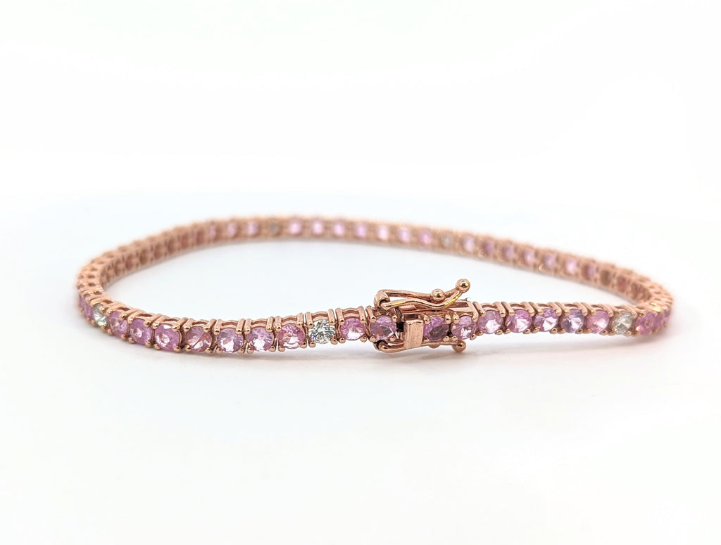 Pink Sapphire and Diamond Tennis Bracelet