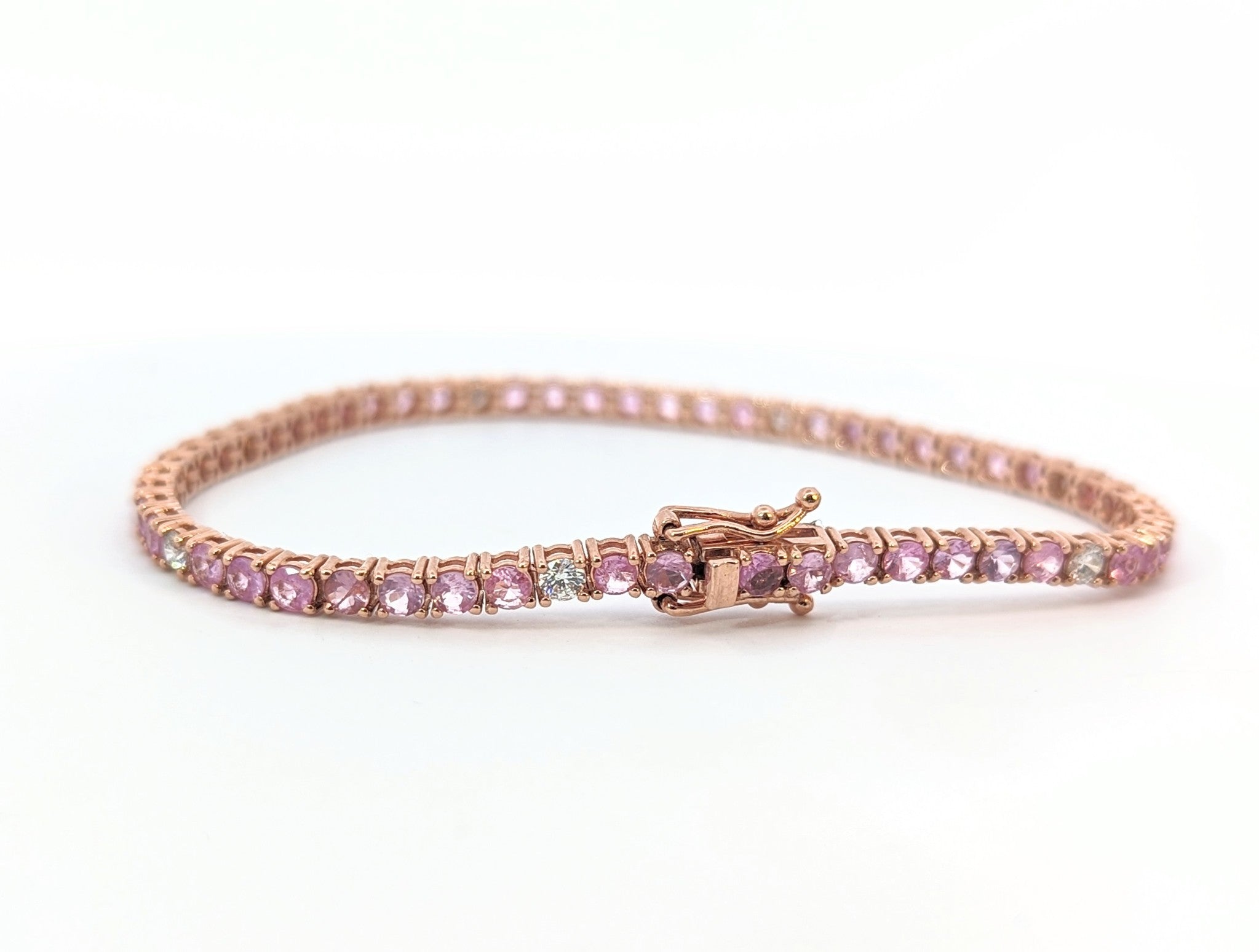 Pink Sapphire and Diamond Tennis Bracelet