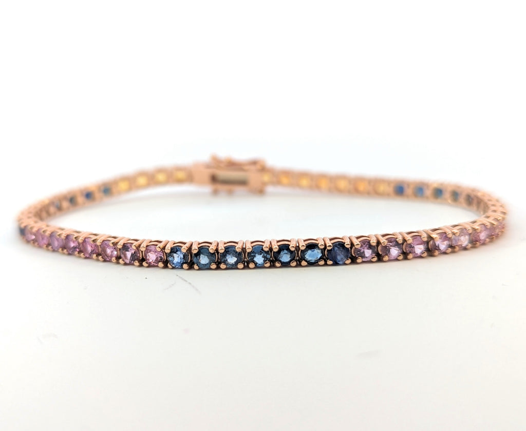14K Multi Sapphire Tennis Bracelet
