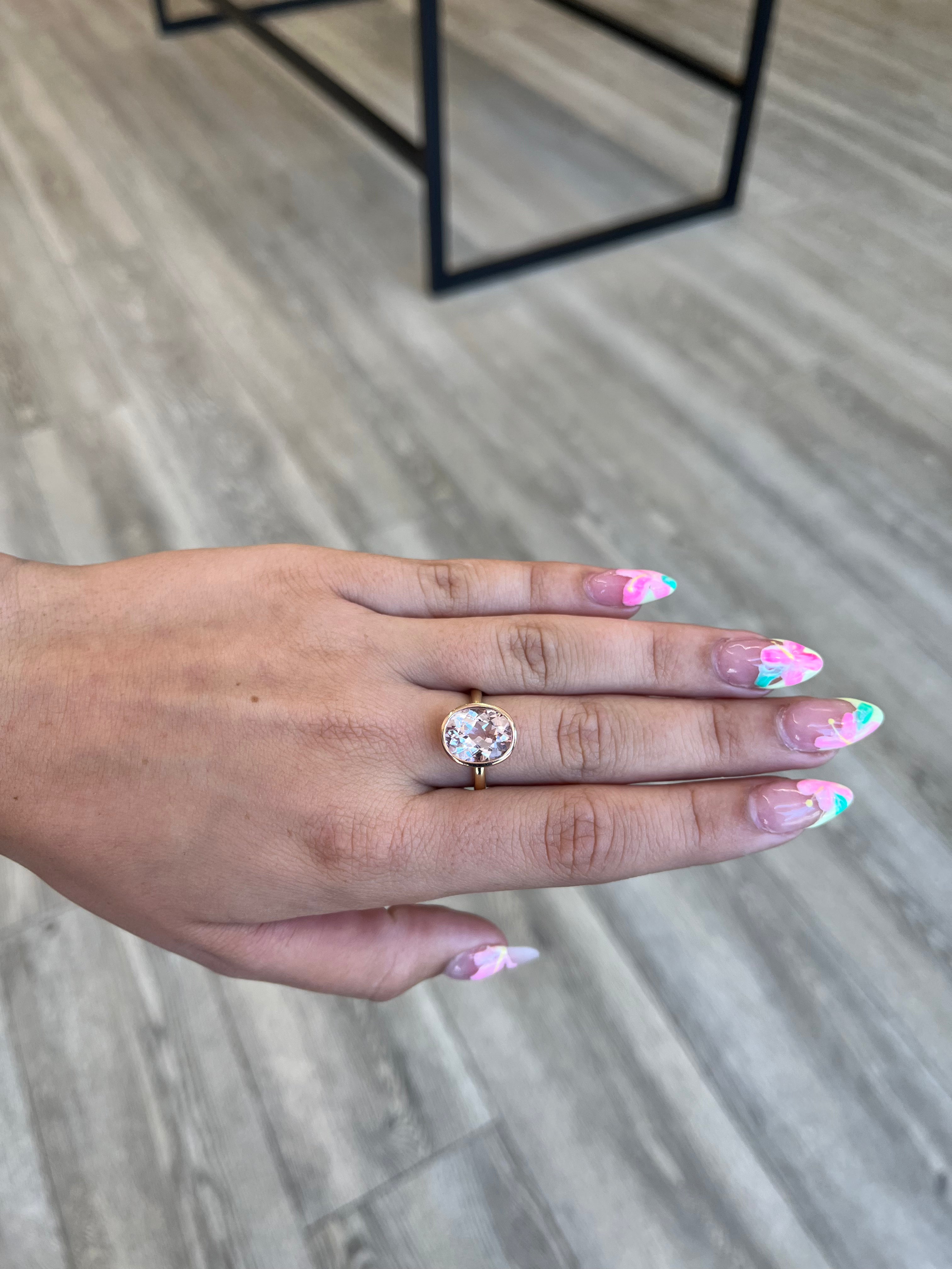 Pink Morganite Cushion Cut Ring