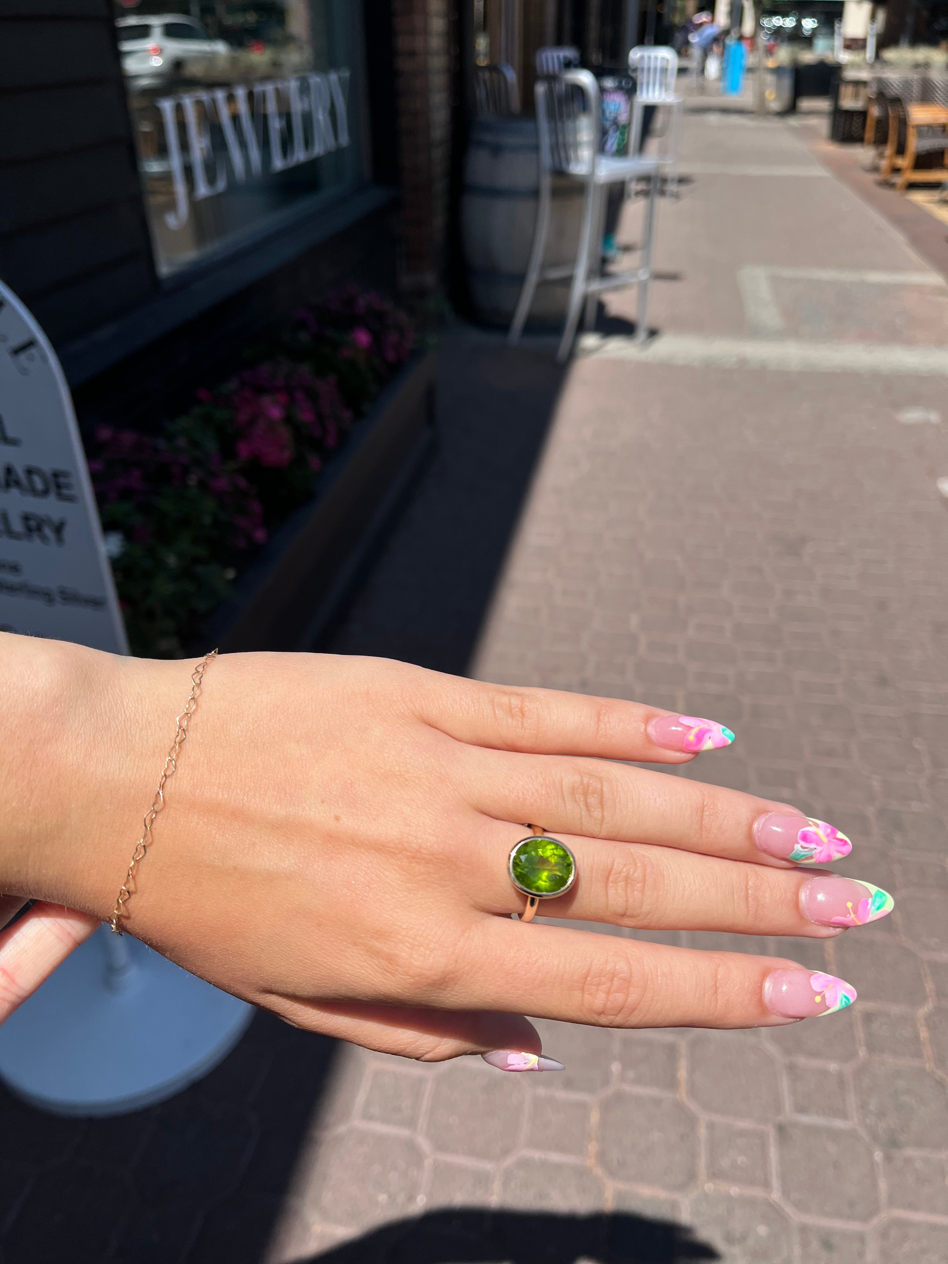 Oval Peridot Bezel Ring