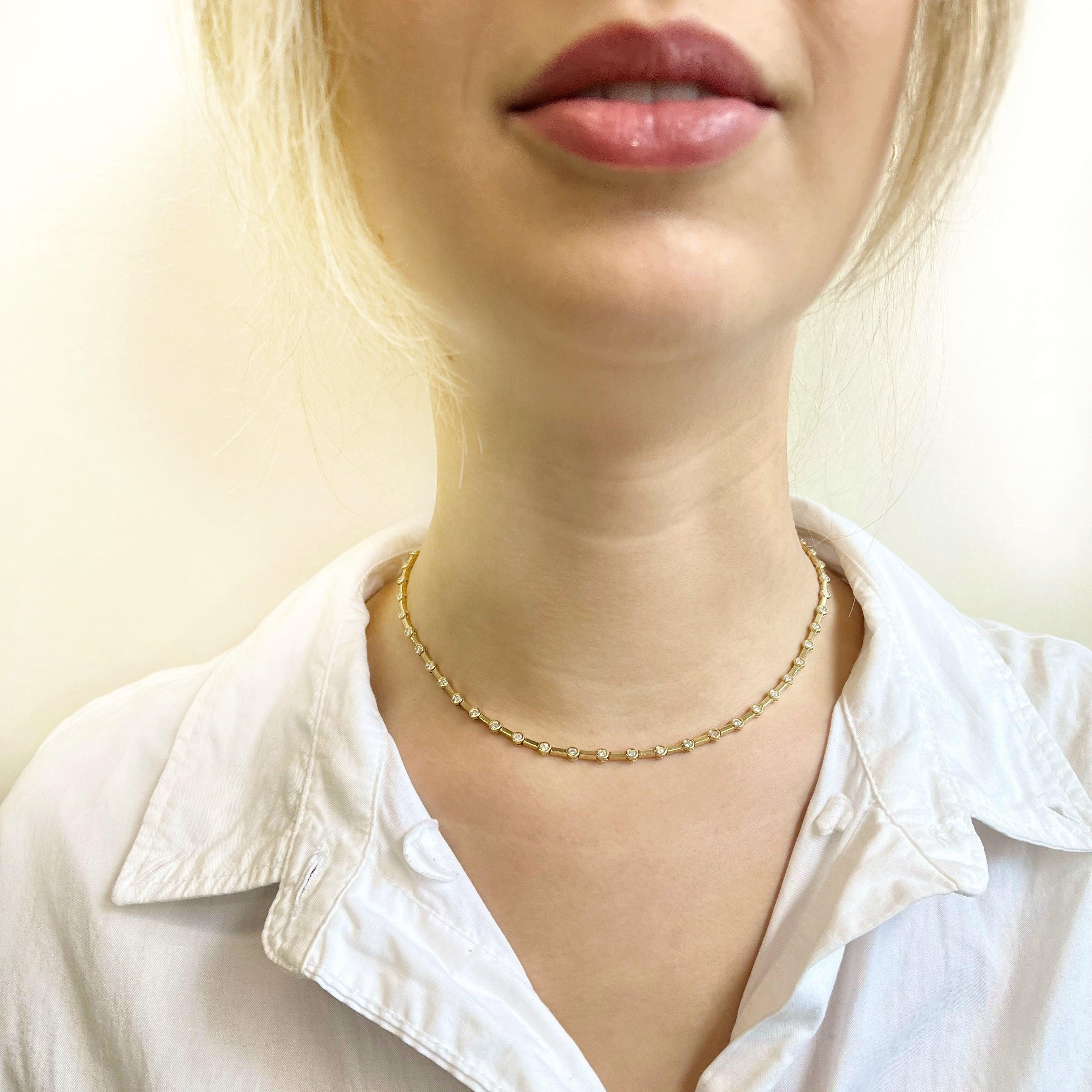 Rectangle Diamond Link Necklace - Nashelle