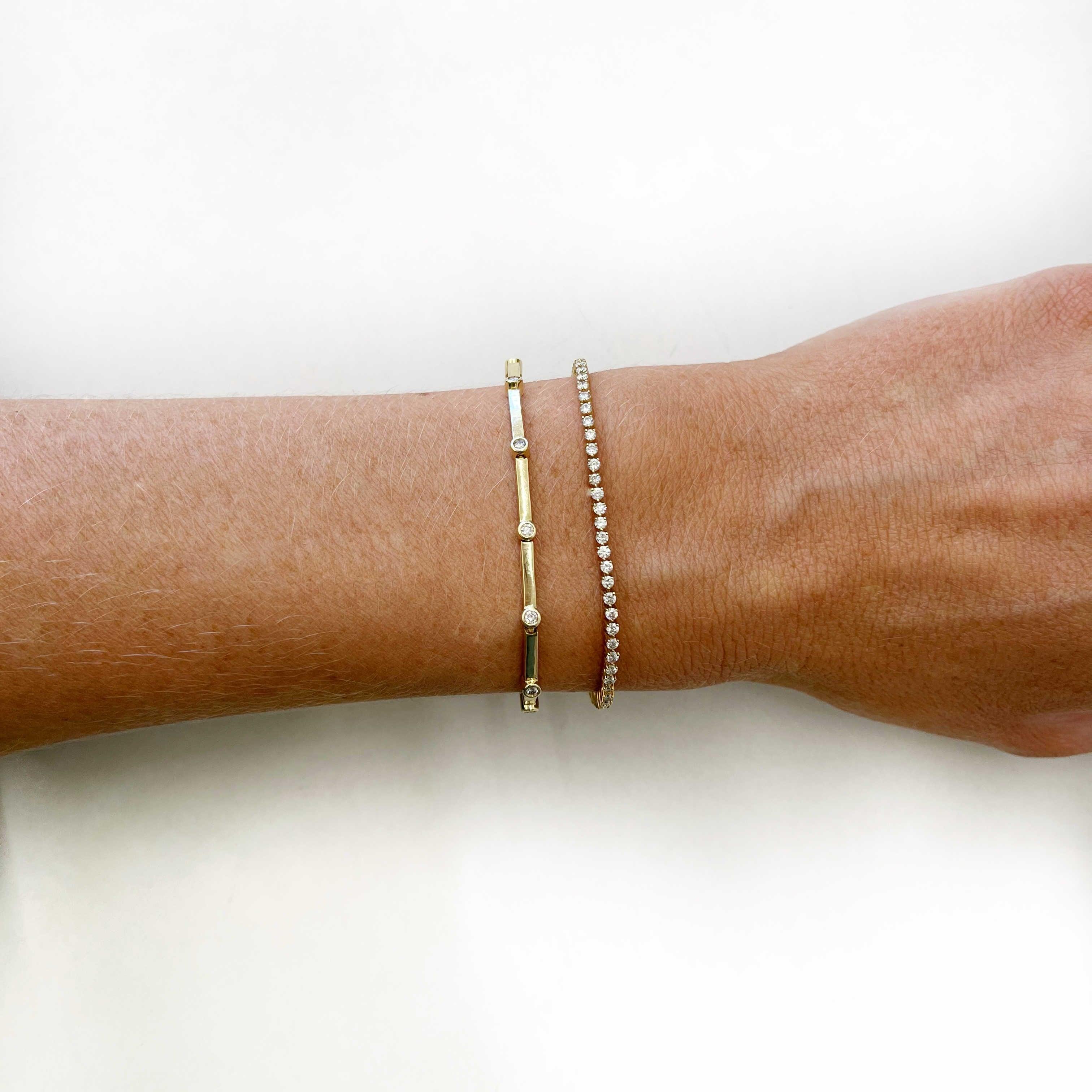 Rectangle Diamond Link Bracelet - Nashelle