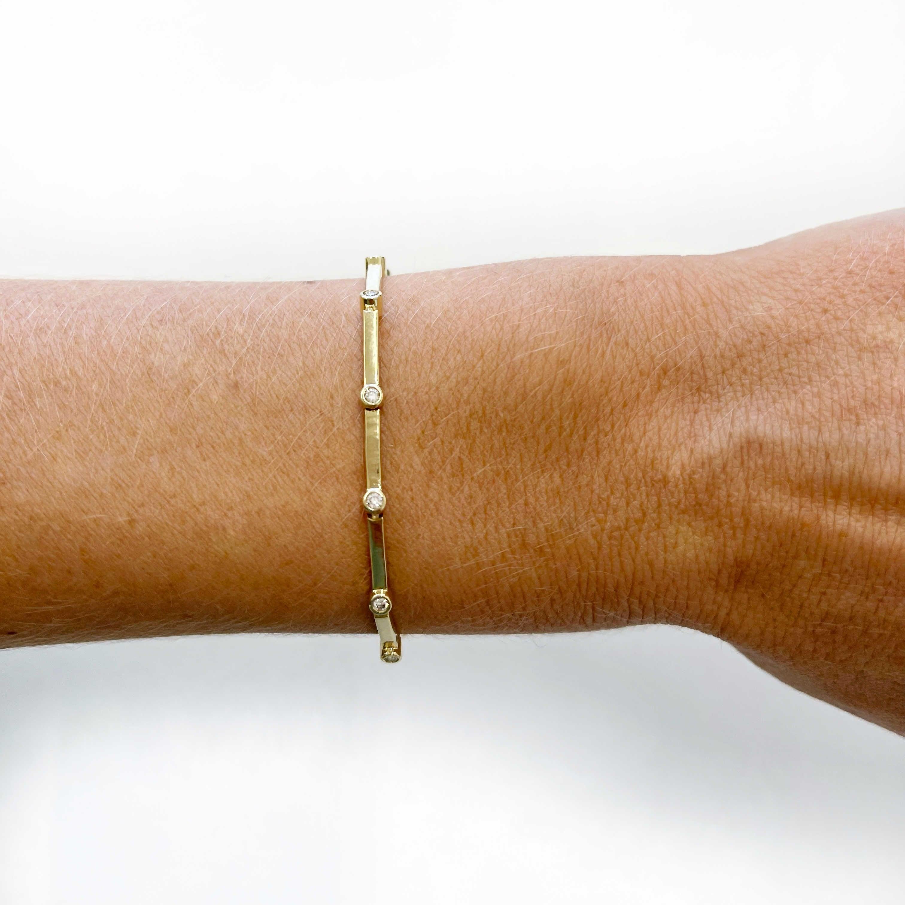 Rectangle Diamond Link Bracelet - Nashelle