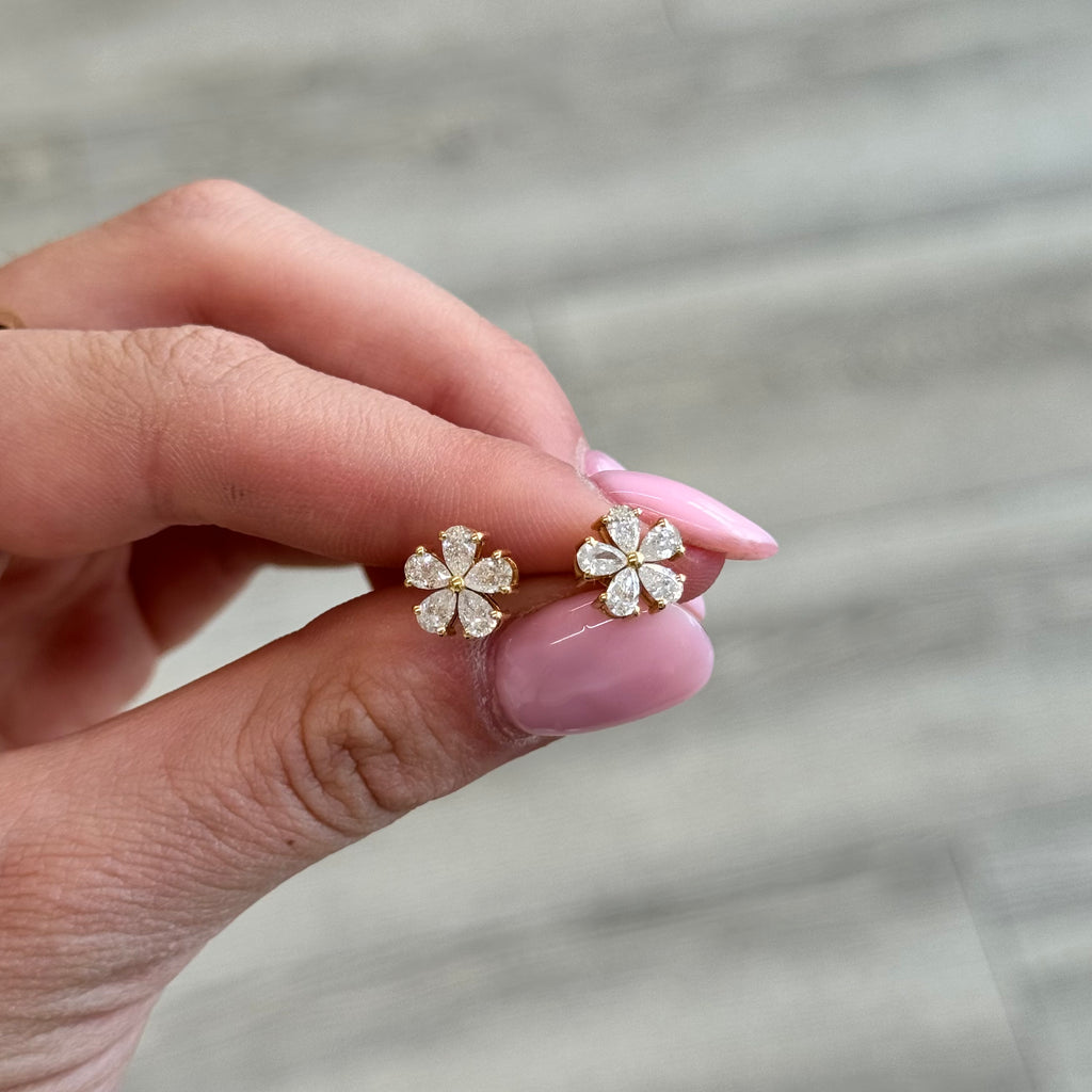 Diamond Flower Studs
