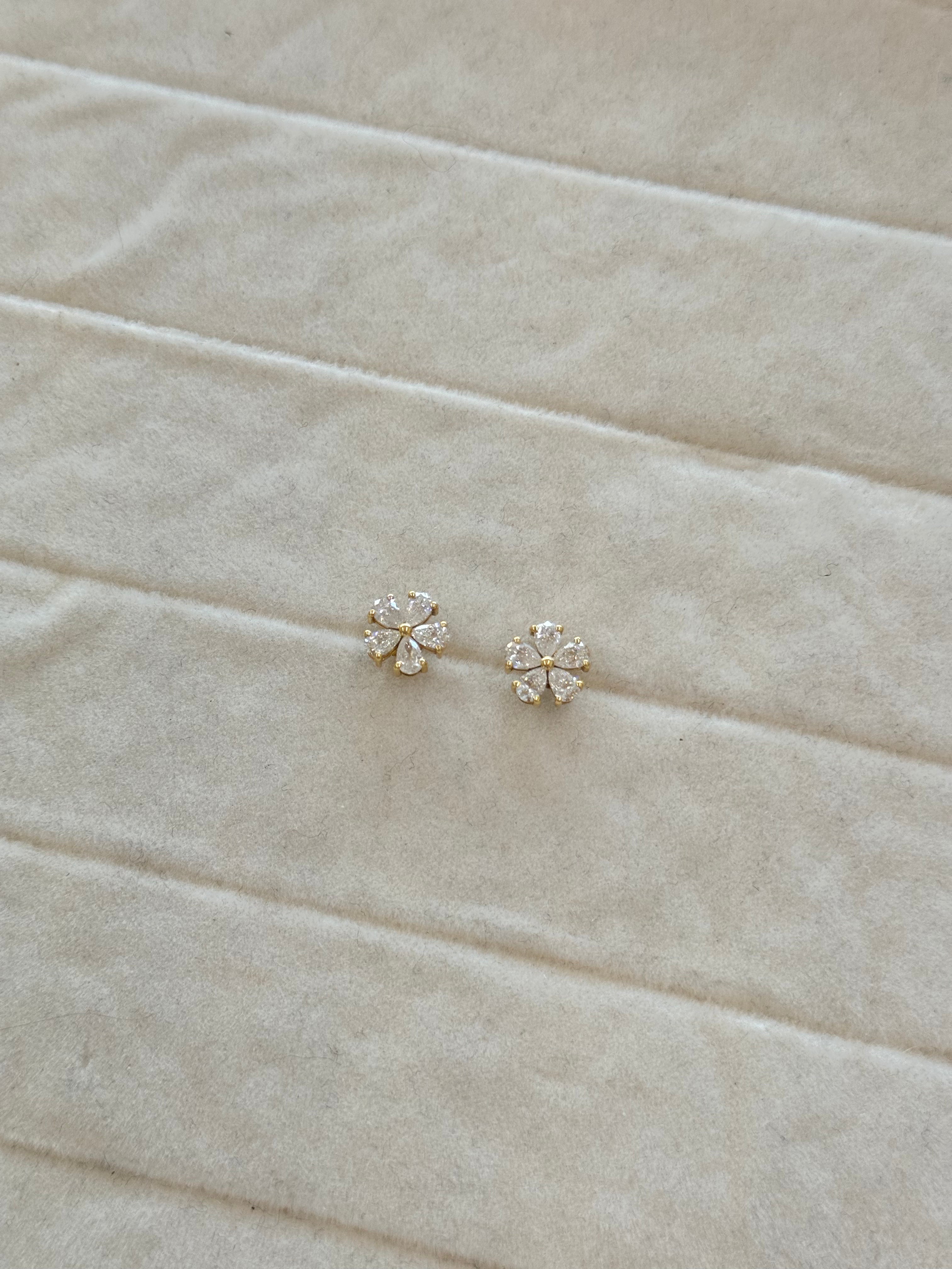 Diamond Flower Studs