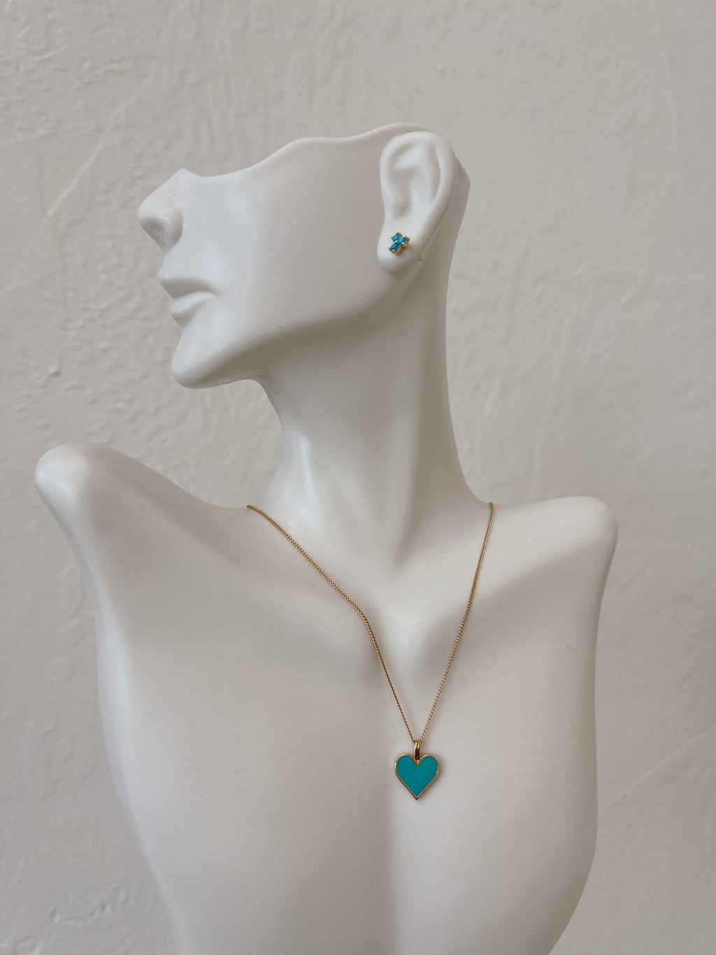 Turquoise Enamel Heart Necklace - Nashelle